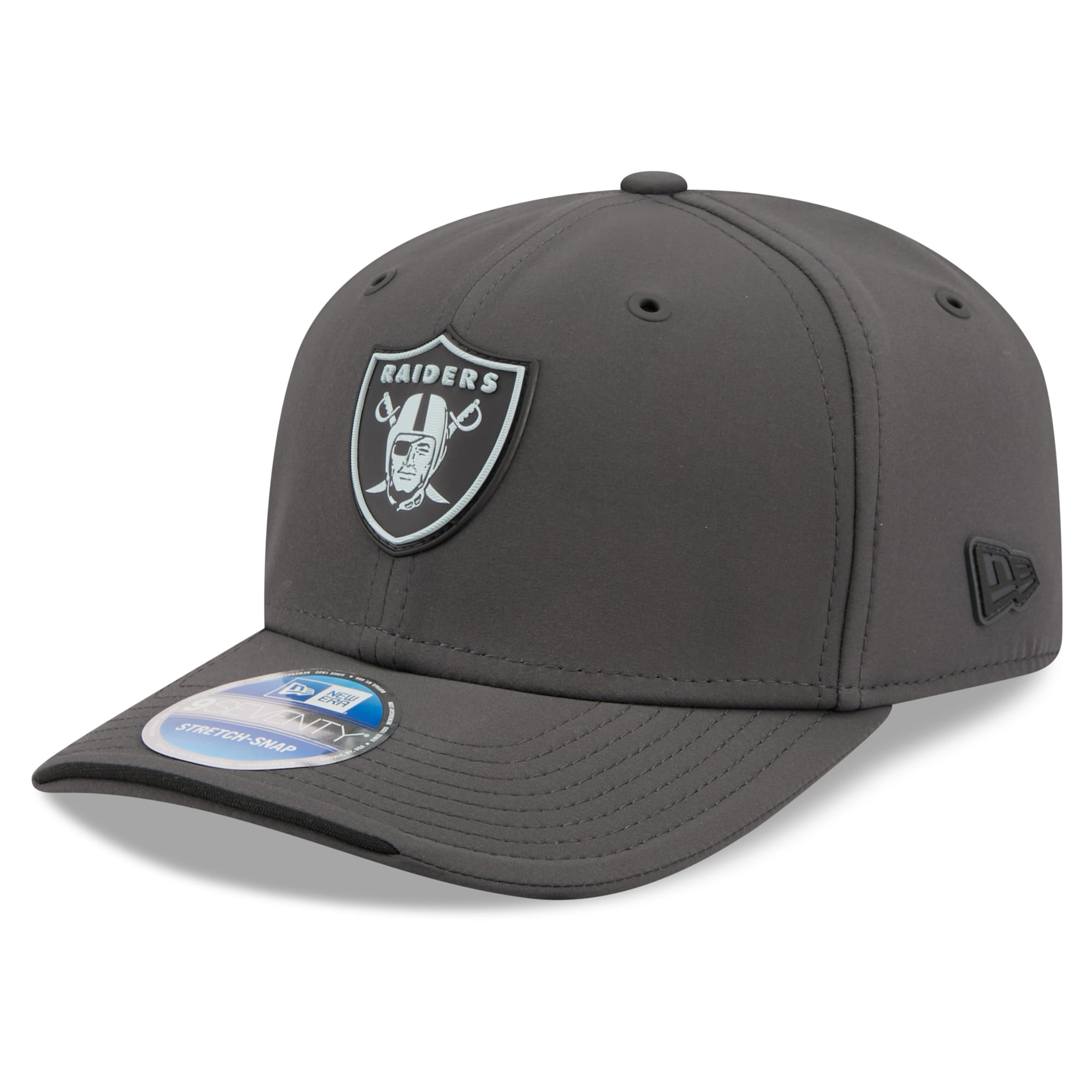 Casquette ajustable New Era anthracite Las Vegas Raiders 2026 Sideline pour temps froid 9SEVENTY