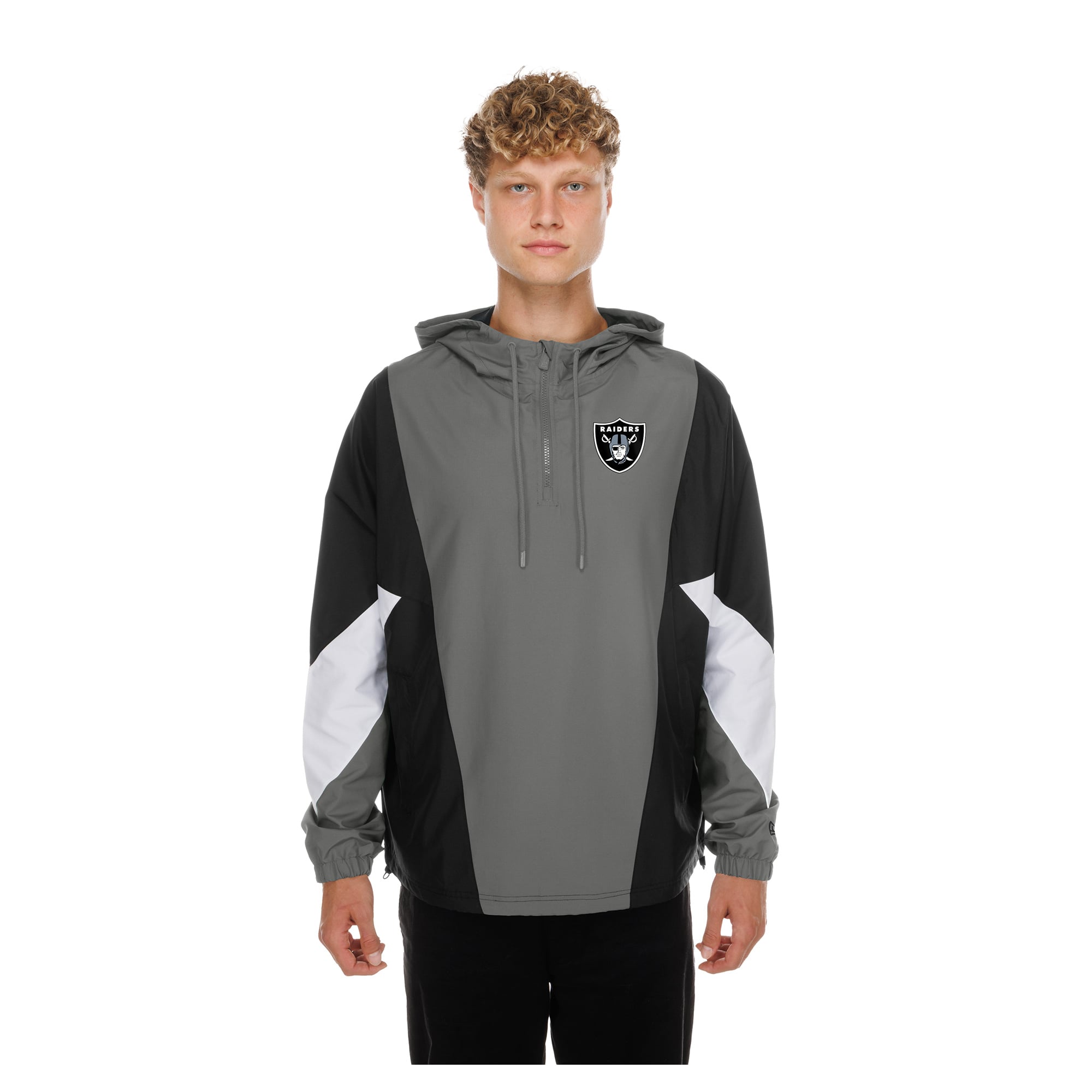 Men's New Era Charcoal Las Vegas Raiders Quarter-Zip Windbreaker Jacket