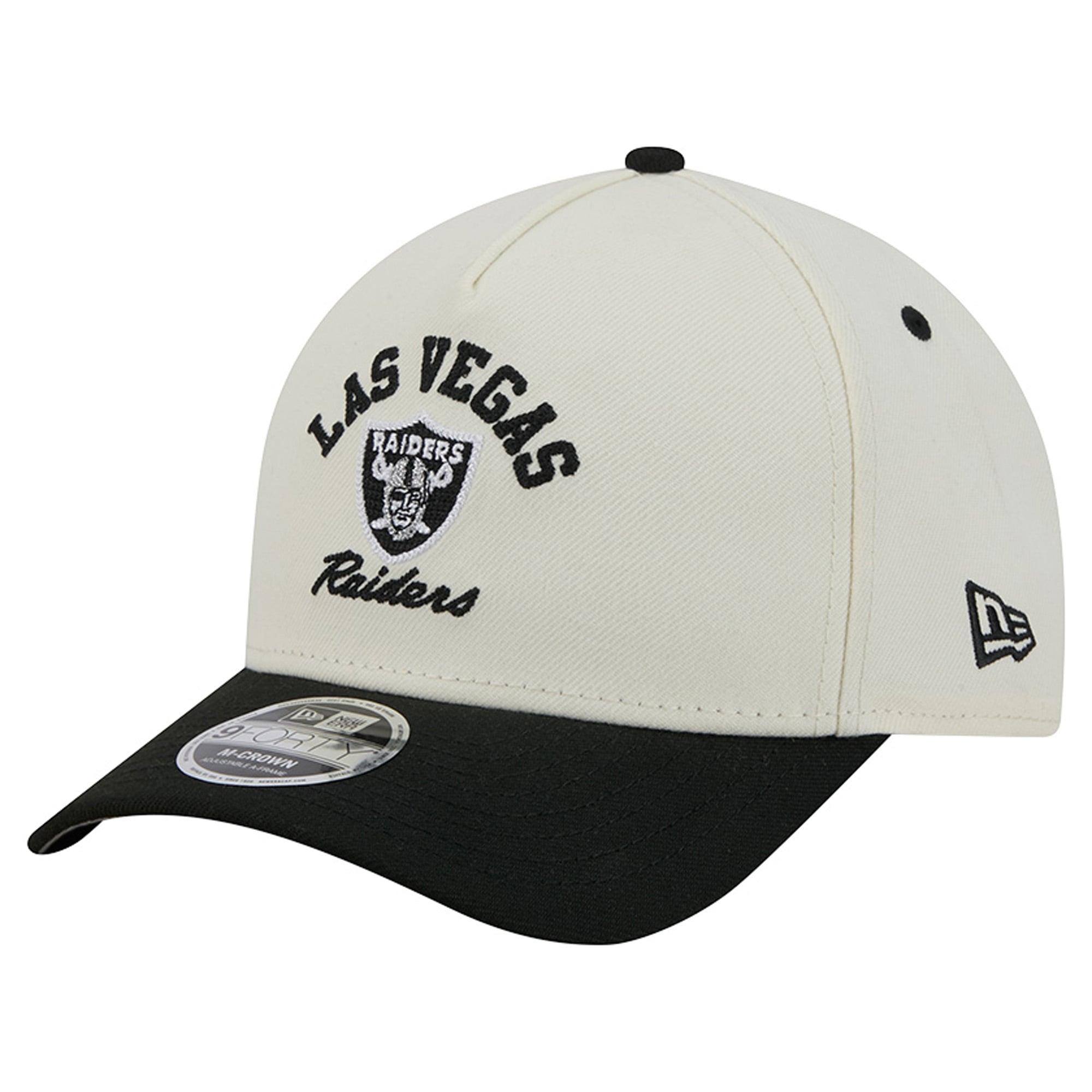 Casquette ajustable New Era crème/noire Las Vegas Raiders Arch 9FORTY A-Frame M-Crown pour homme