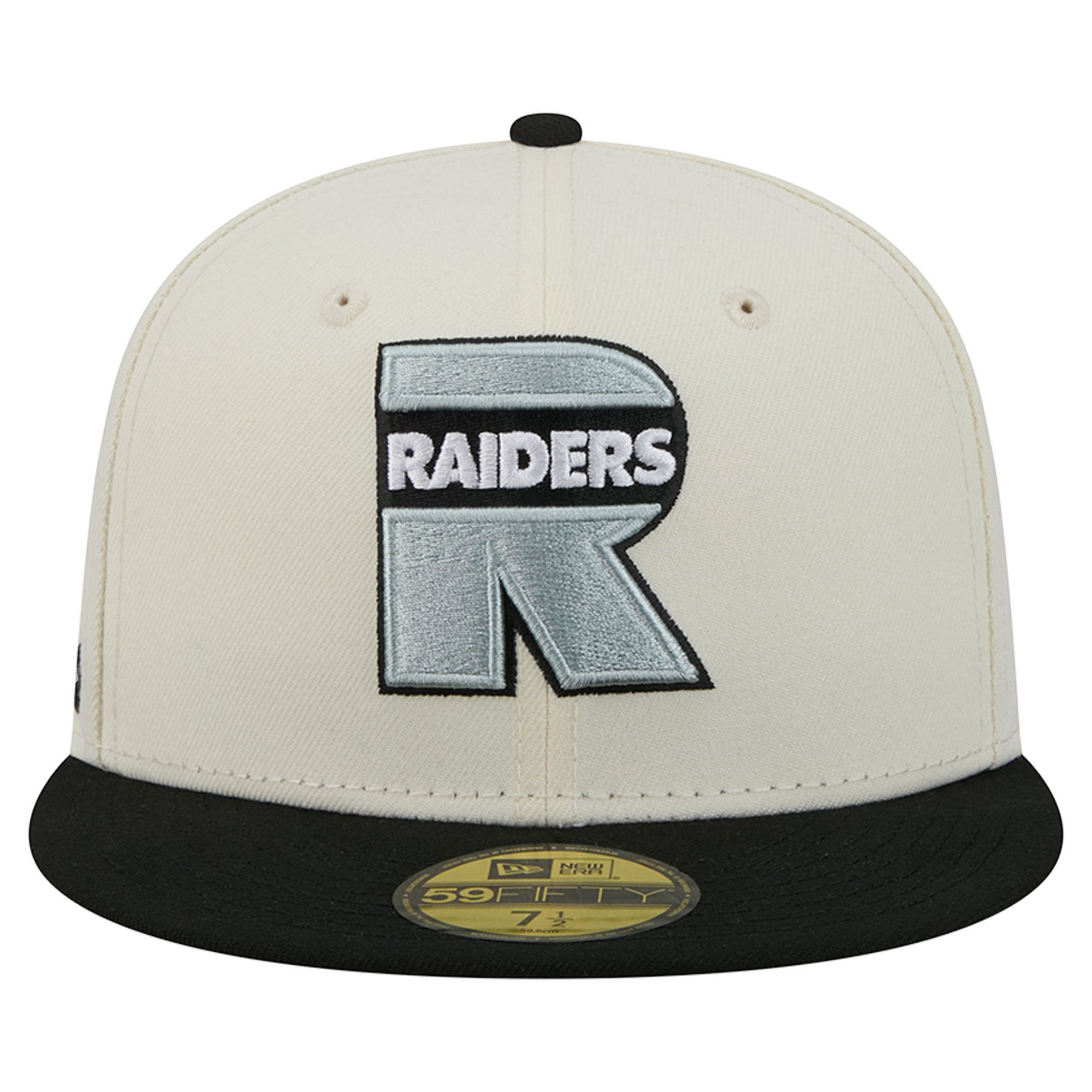 Men's New Era Cream/Black Las Vegas Raiders Deceptor 59FIFTY Fitted Hat