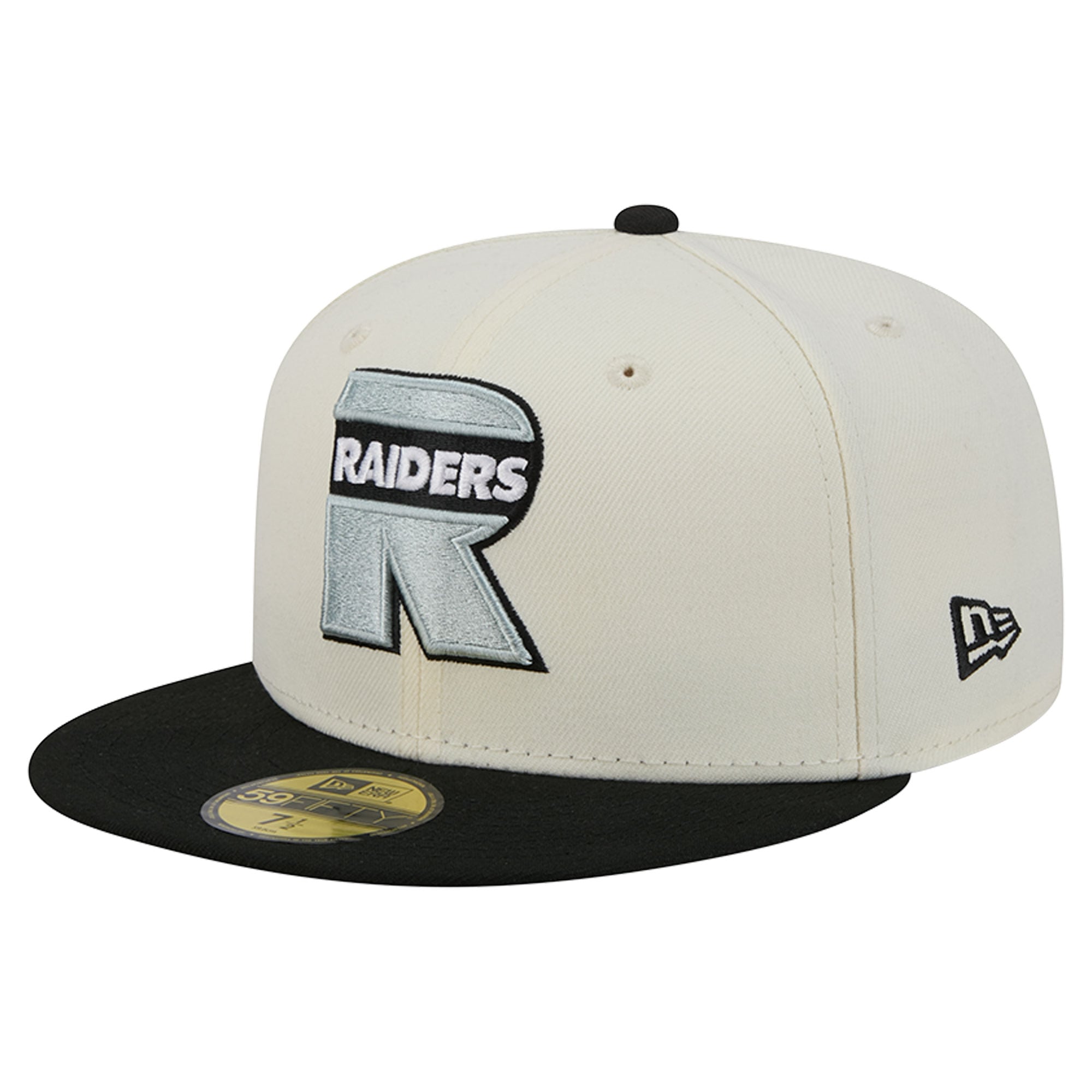Men's New Era Cream/Black Las Vegas Raiders Deceptor 59FIFTY Fitted Hat