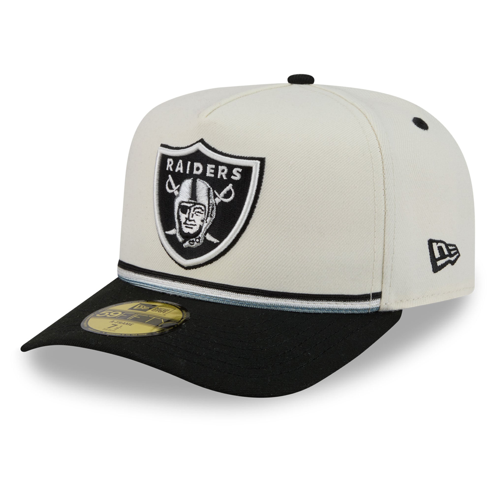 Men's New Era Cream/Black Las Vegas Raiders Vintage A-Frame 59FIFTY Fitted Hat