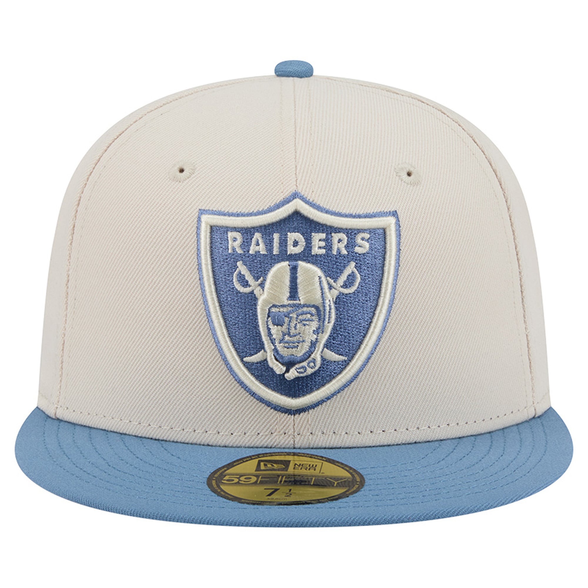 Casquette ajustée New Era 59FIFTY crème/bleue pour homme, coloris Las Vegas Raiders