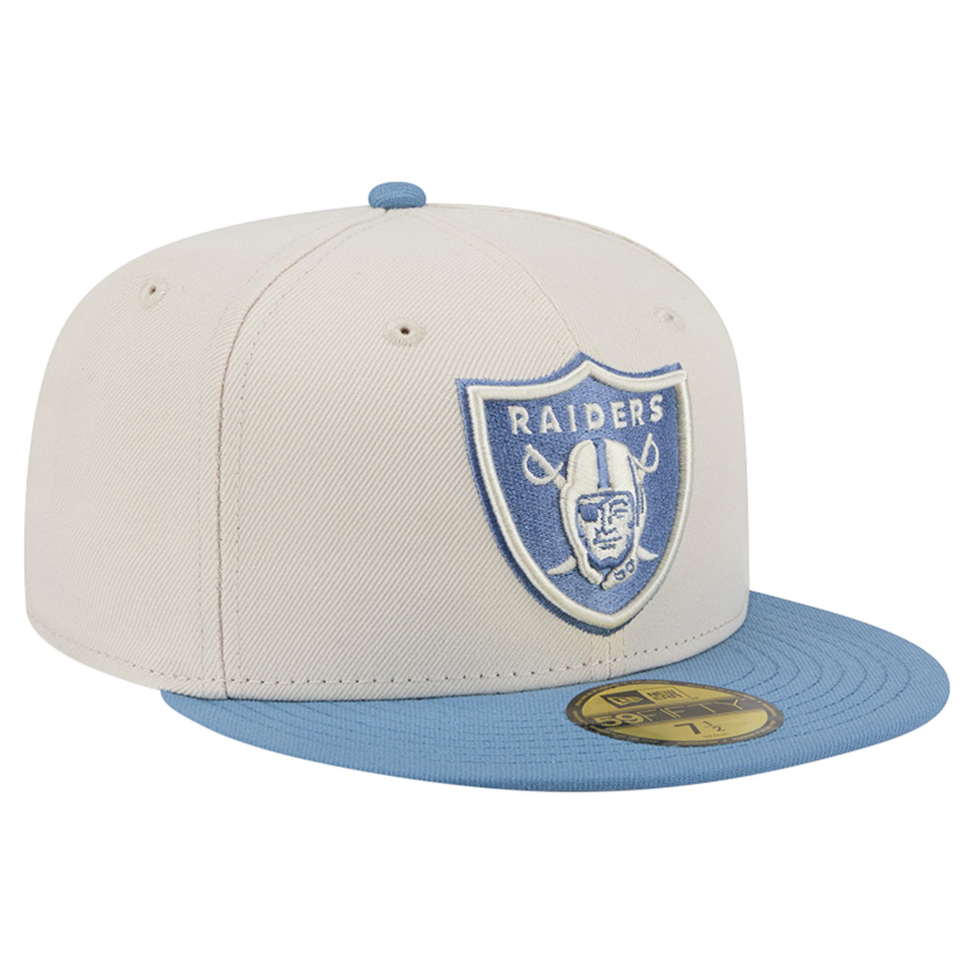 Casquette ajustée New Era 59FIFTY crème/bleue pour homme, coloris Las Vegas Raiders