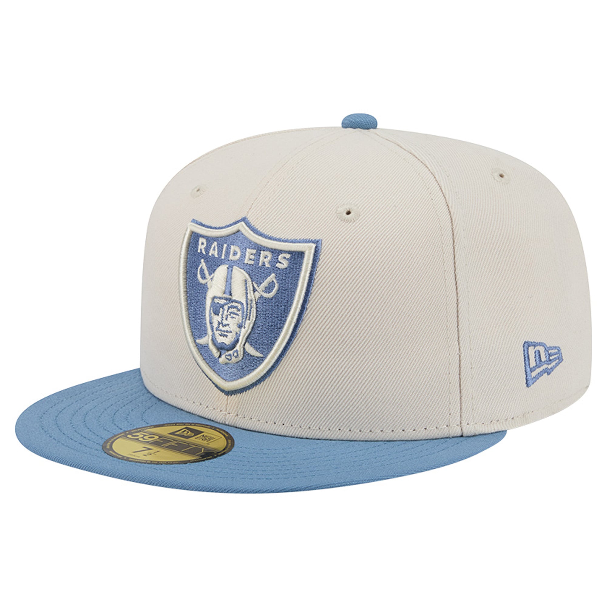 Casquette ajustée New Era 59FIFTY crème/bleue pour homme, coloris Las Vegas Raiders