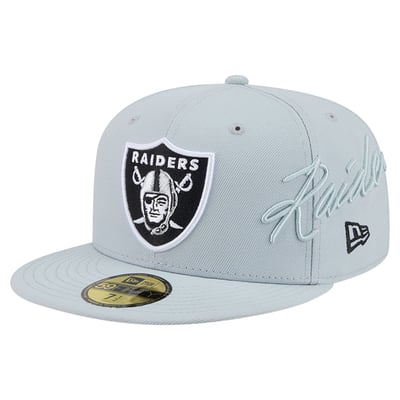 Las Vegas Raiders New Era Side Script 59FIFTY Fitted Hat - Gray