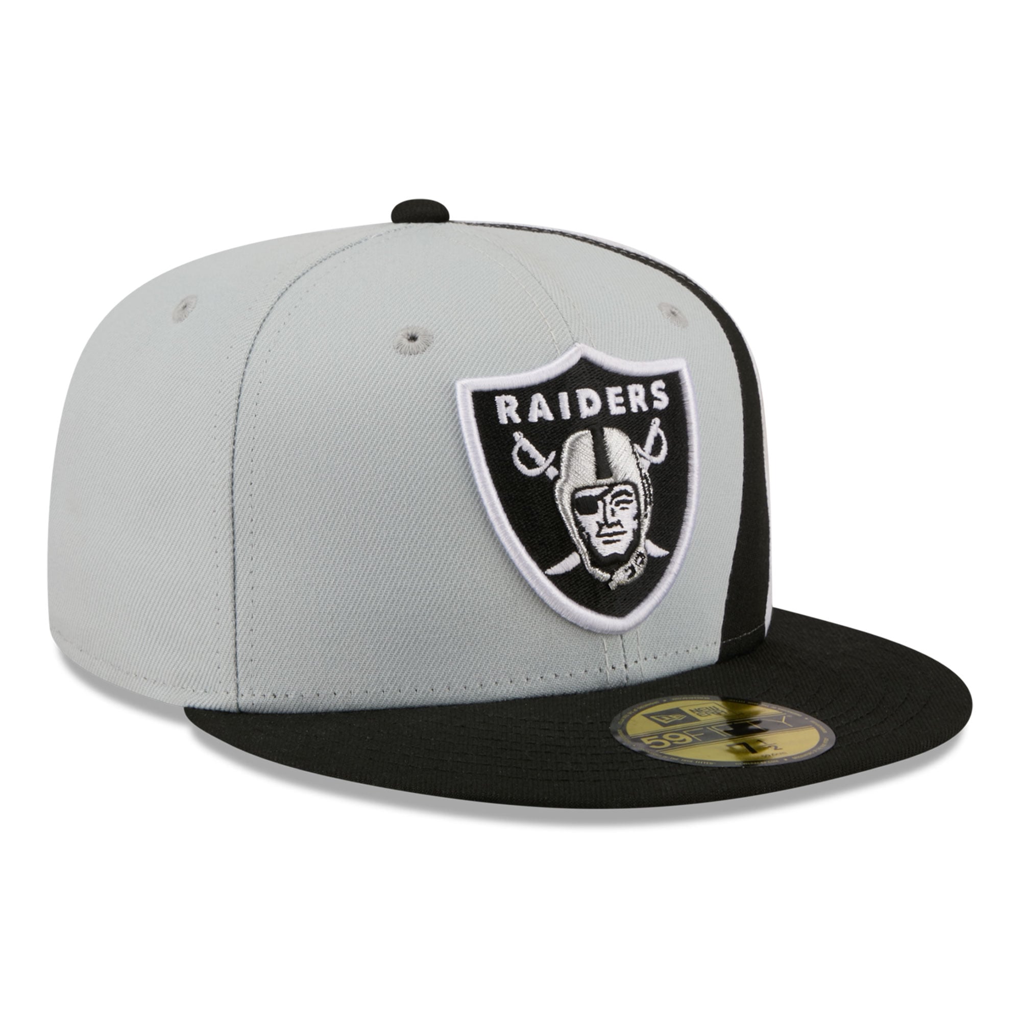 Men's New Era Silver/Black Las Vegas Raiders Shock 59FIFTY Fitted Hat
