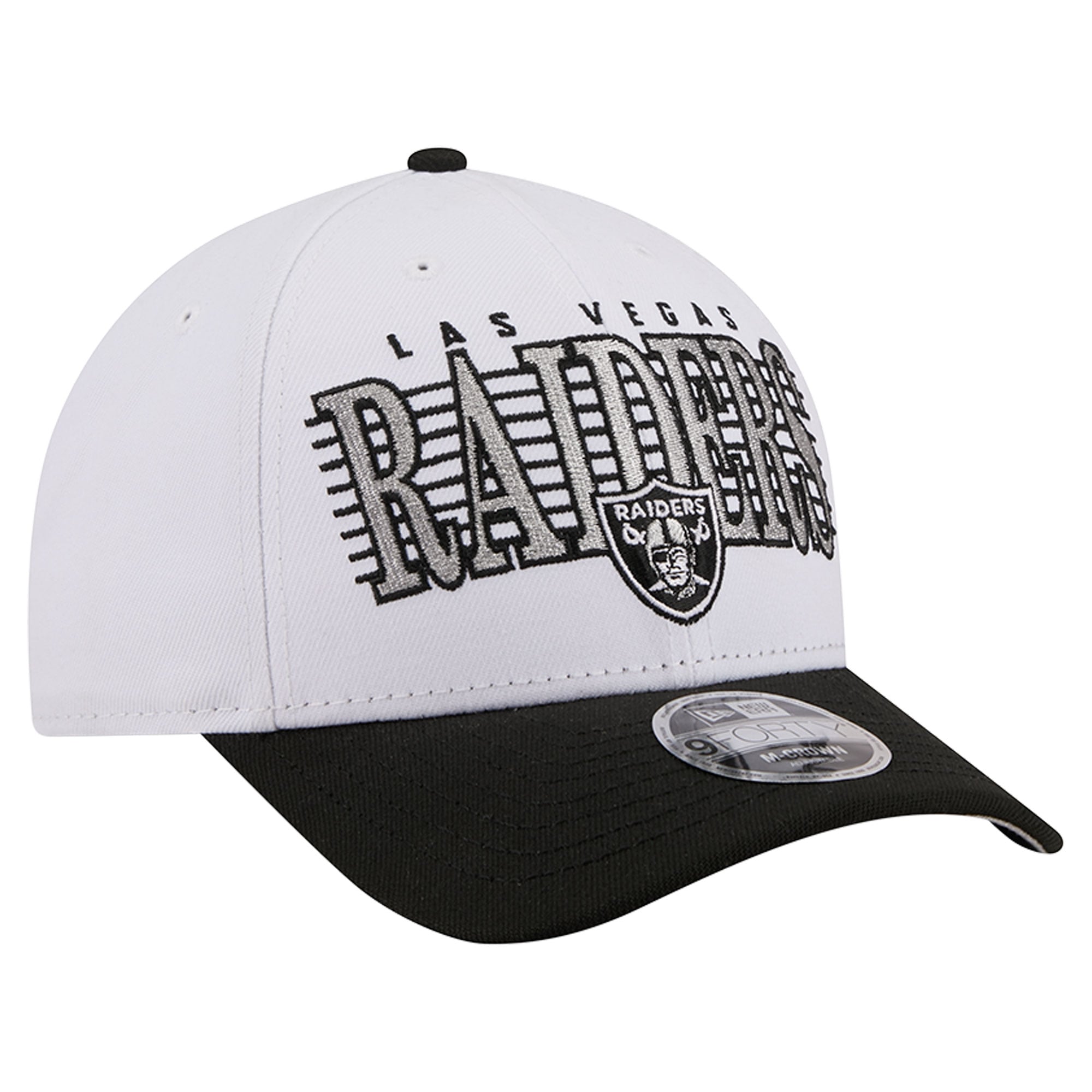 Casquette ajustable New Era blanche et noire Las Vegas Raiders Loyal 9FORTY M-Crown pour homme