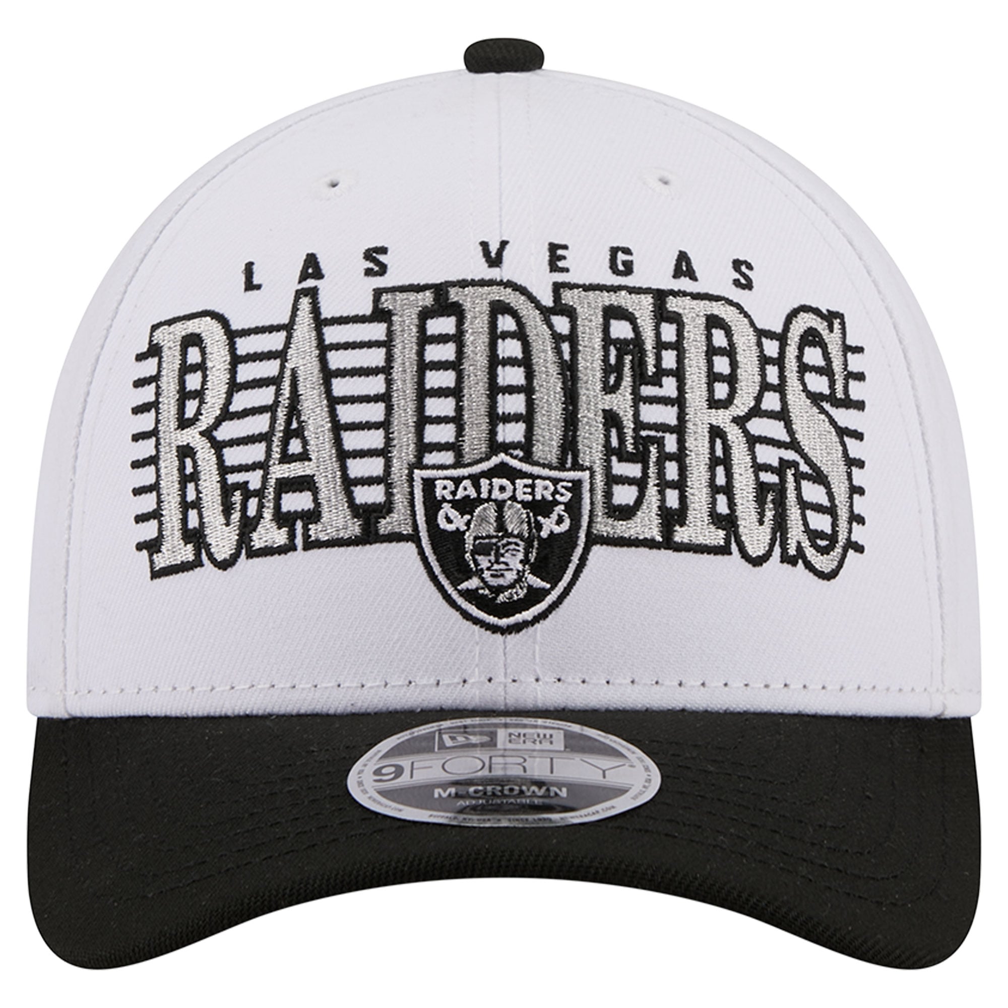 Casquette ajustable New Era blanche et noire Las Vegas Raiders Loyal 9FORTY M-Crown pour homme