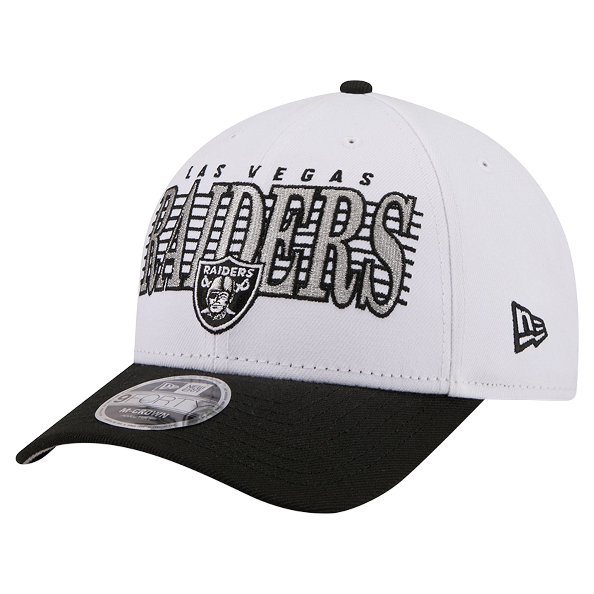 Casquette ajustable New Era blanche et noire Las Vegas Raiders Loyal 9FORTY M-Crown pour homme