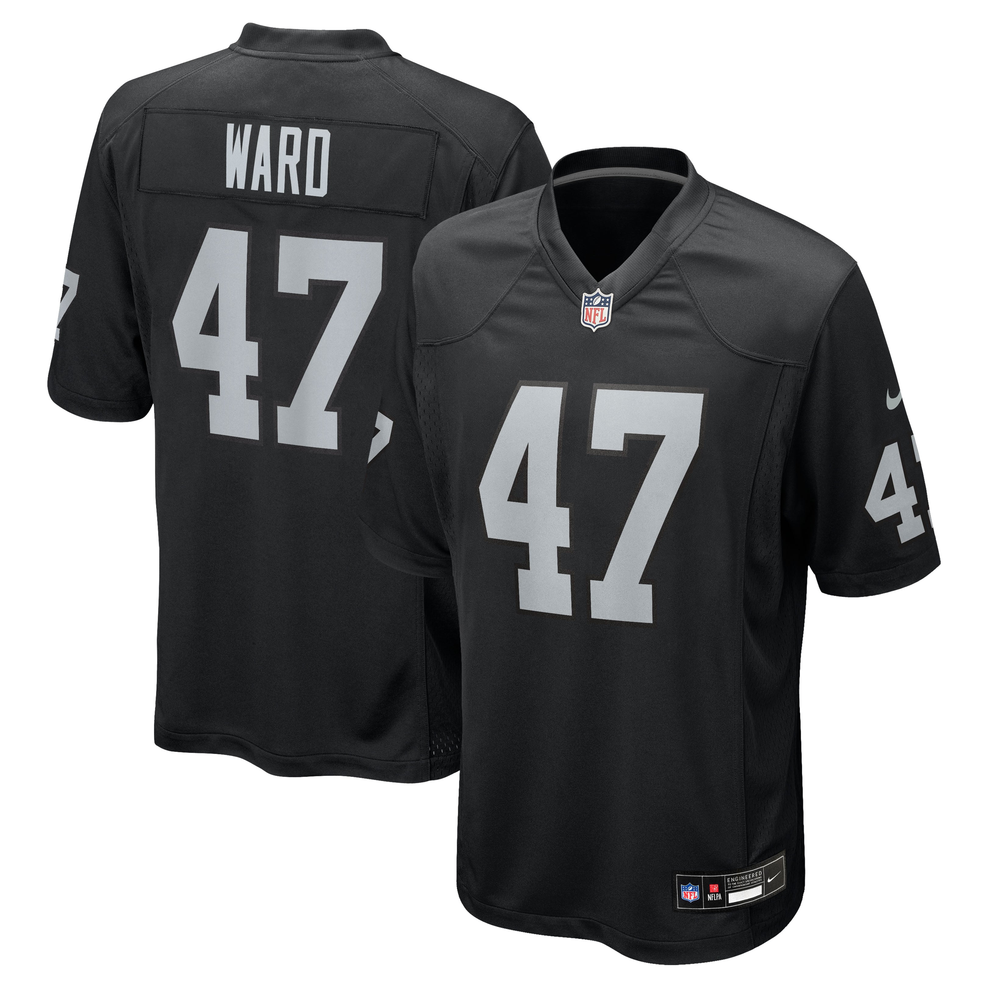 Maillot de match Nike Alex Ward noir pour homme, Las Vegas Raiders