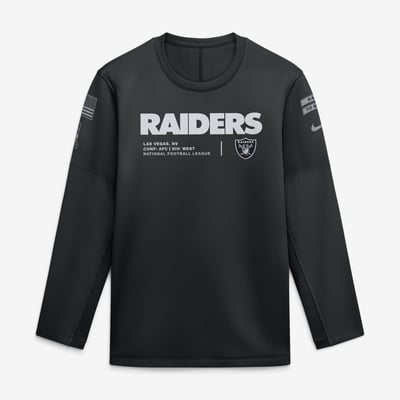  Las Vegas Raiders Nike 2026 Salute to Service Sideline Coaches Crewneck Therma-FIT Sweatshirt - Black