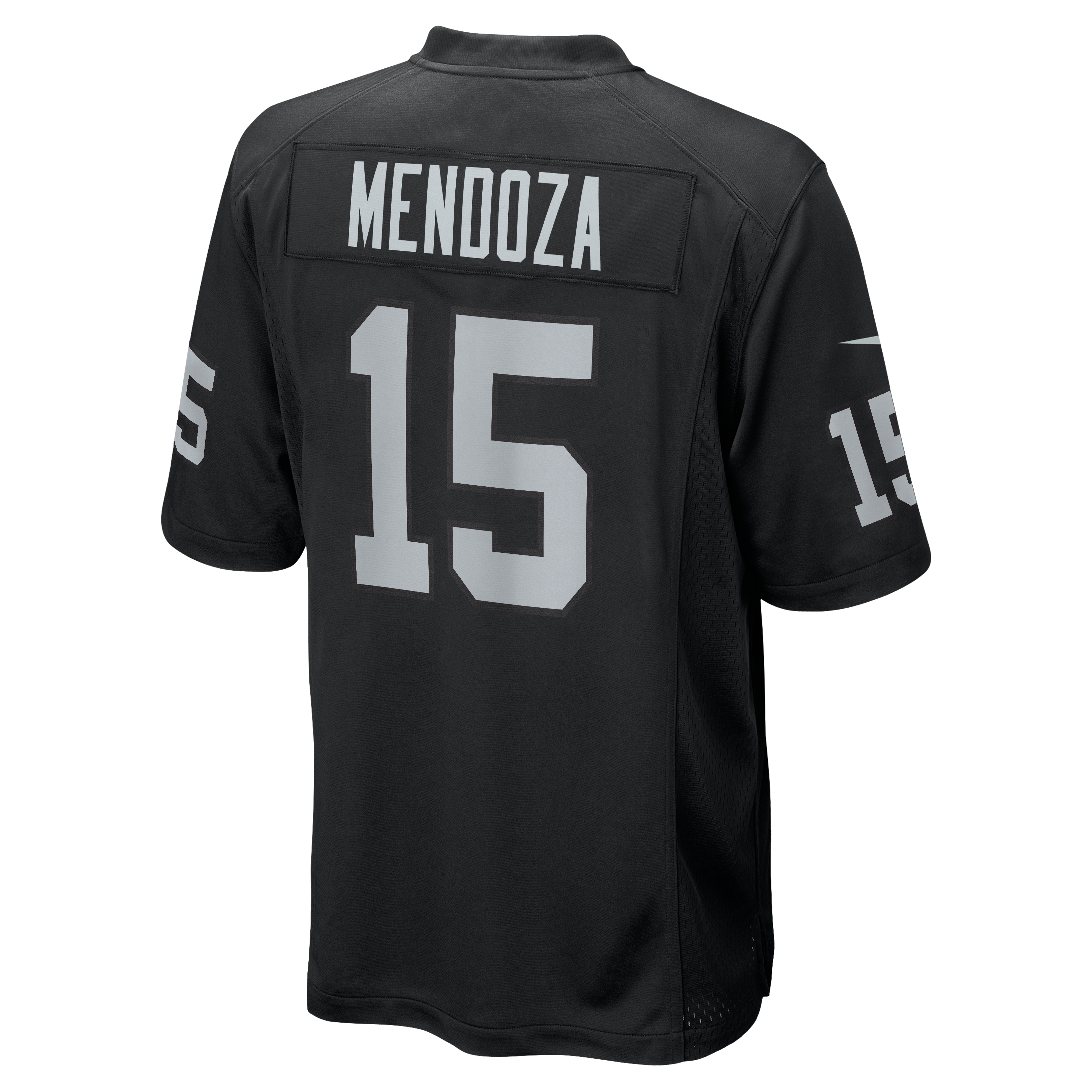 Maillot de match Nike noir pour homme des Las Vegas Raiders, porté par Fernando Mendoza