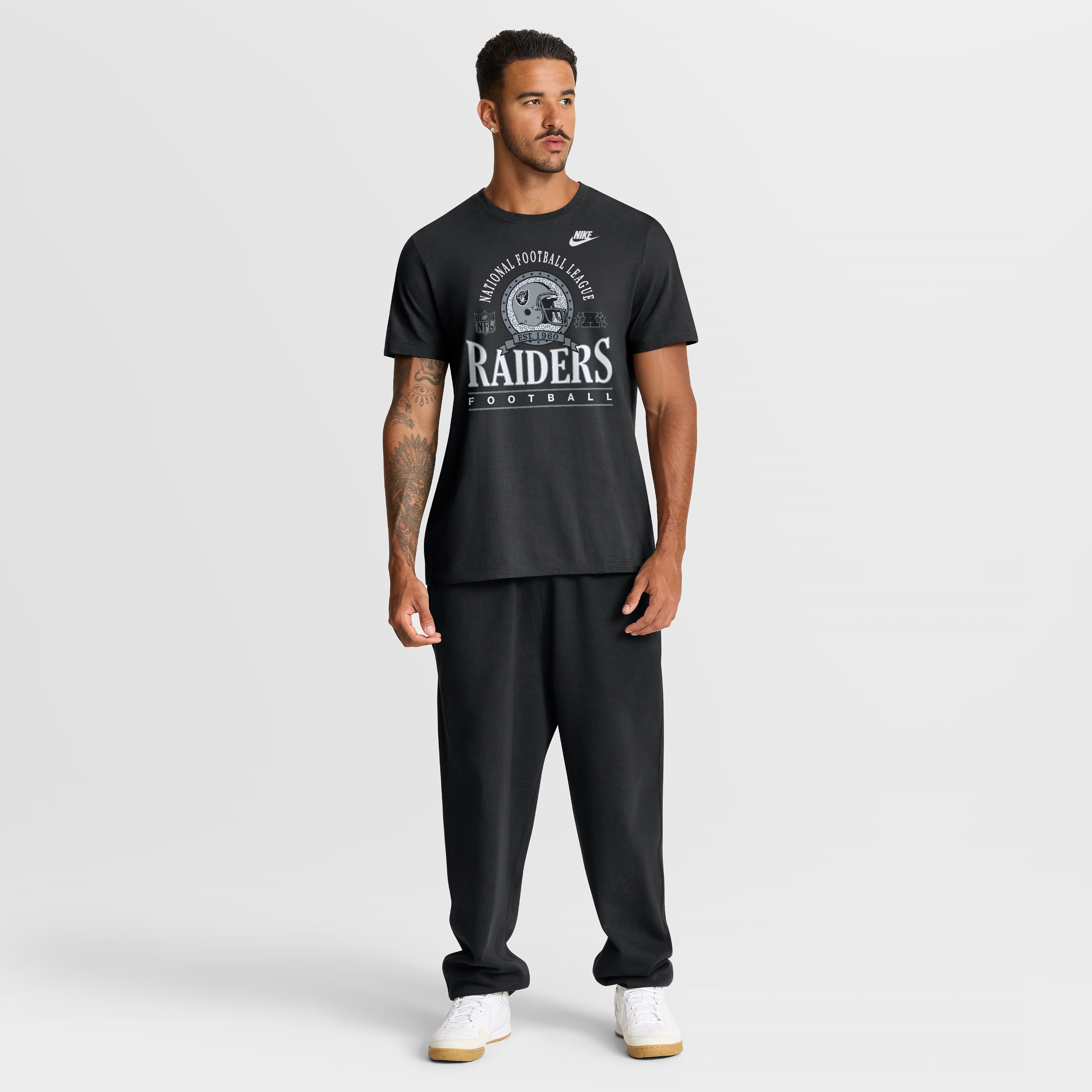T-shirt en coton essentiel Nike noir pour homme, Las Vegas Raiders Rewind Team Spirit