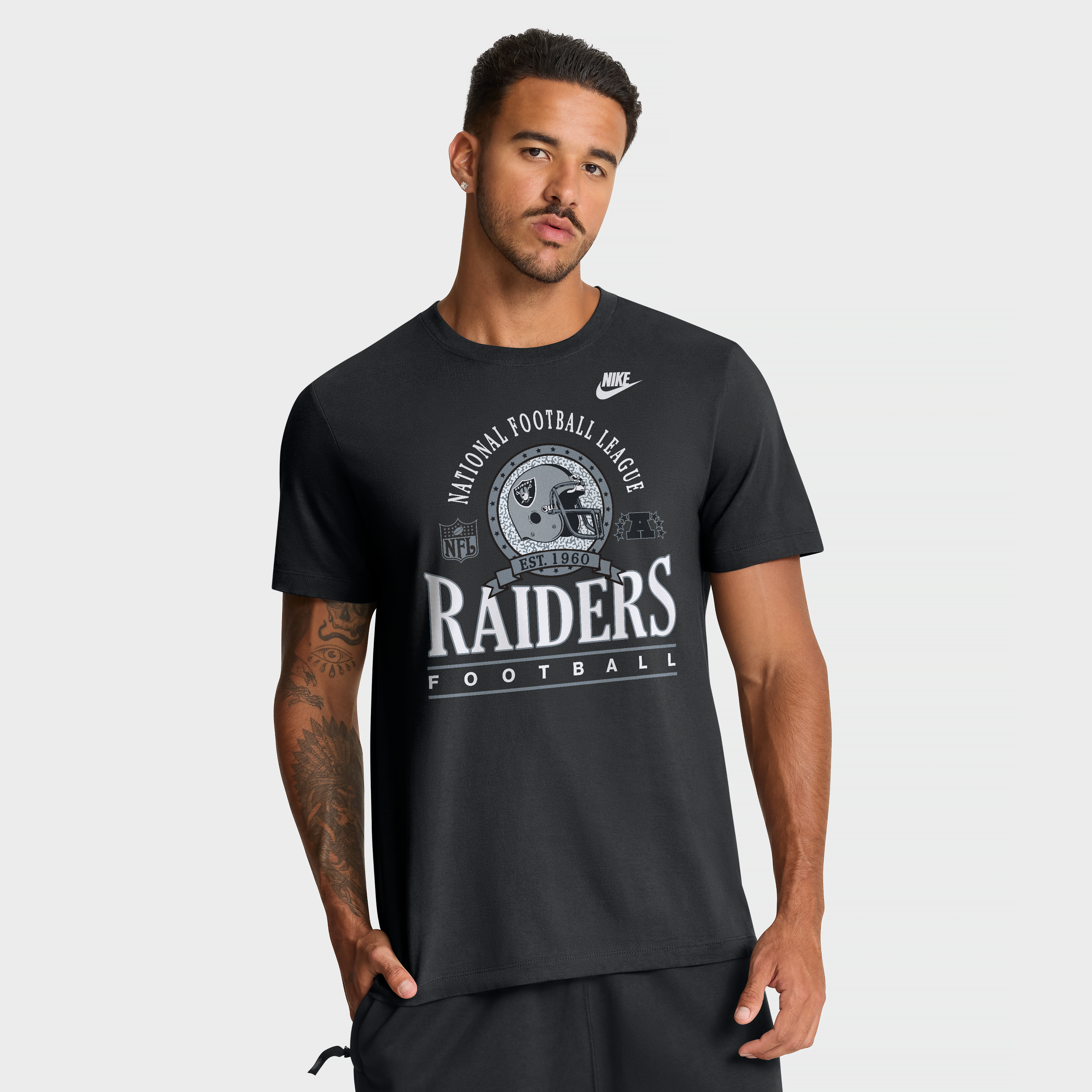 Men's Nike Black Las Vegas Raiders Rewind Team Spirit Essential Cotton T-Shirt