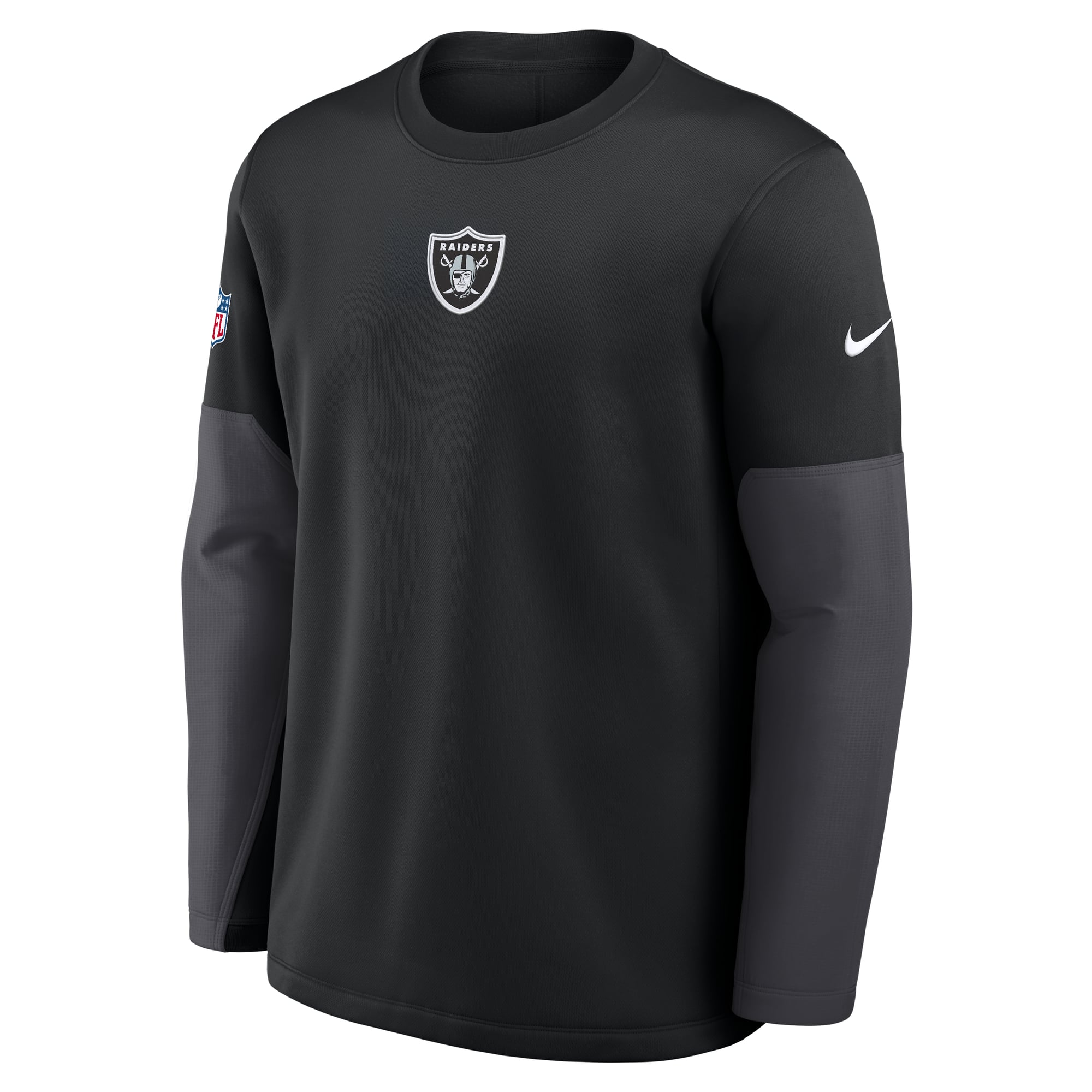 Men's Nike Silver Las Vegas Raiders Sideline Coaches Midweight Therma-FIT Crew Pullover