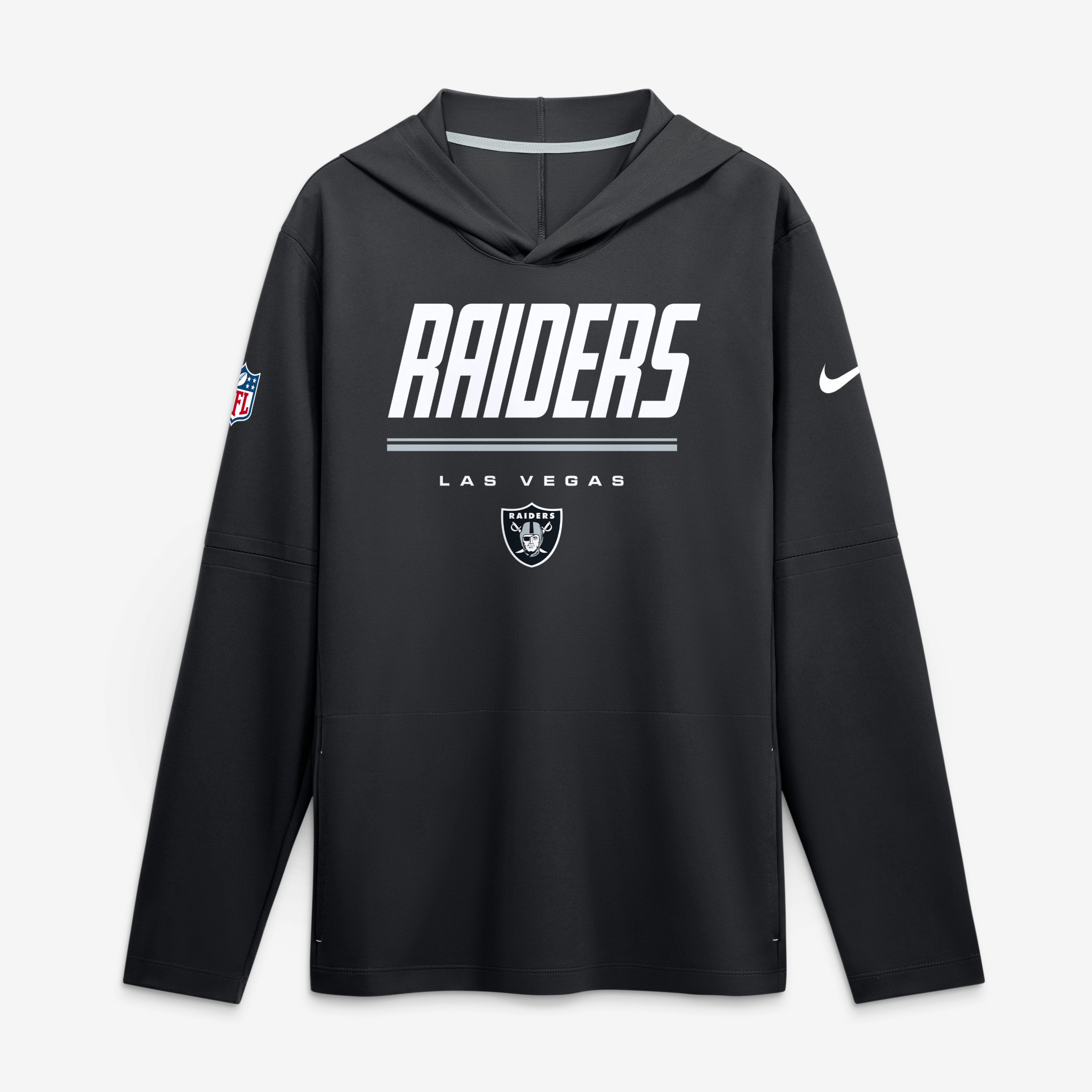 Men's Nike Black Las Vegas Raiders Sideline Game On Lightweight Long Sleeve Hooded Dri-FIT Top