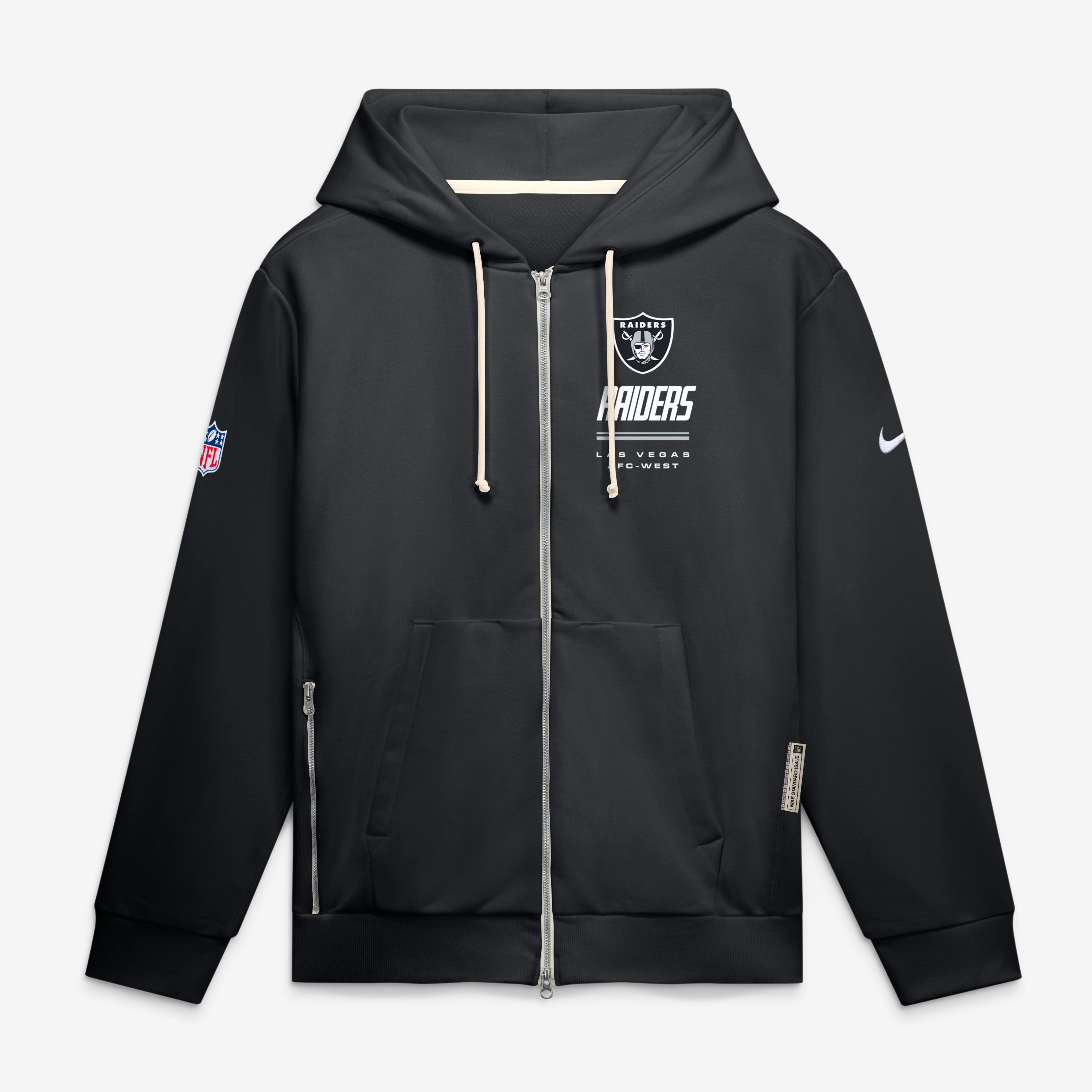 Men's Nike Black Las Vegas Raiders Sideline Standard Issue Quarterback Scramble Dri-FIT Full-Zip Hoodie