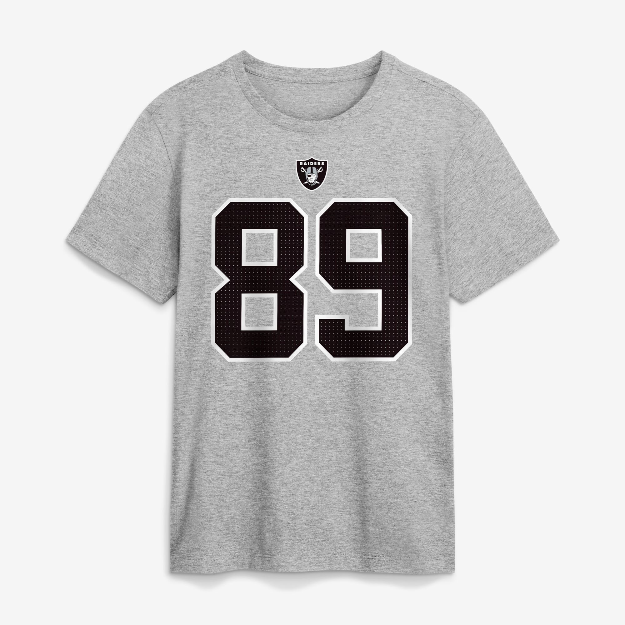 T-shirt Nike Brock Bowers gris chiné pour homme, avec nom et numéro des Las Vegas Raiders