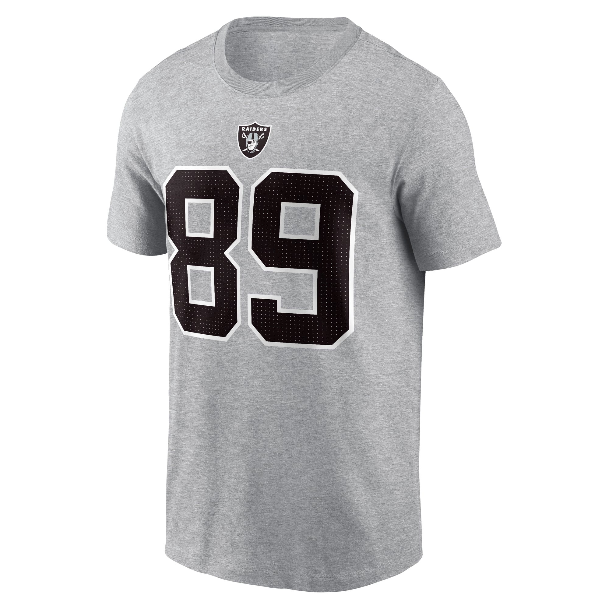 T-shirt Nike Brock Bowers gris chiné pour homme, avec nom et numéro des Las Vegas Raiders