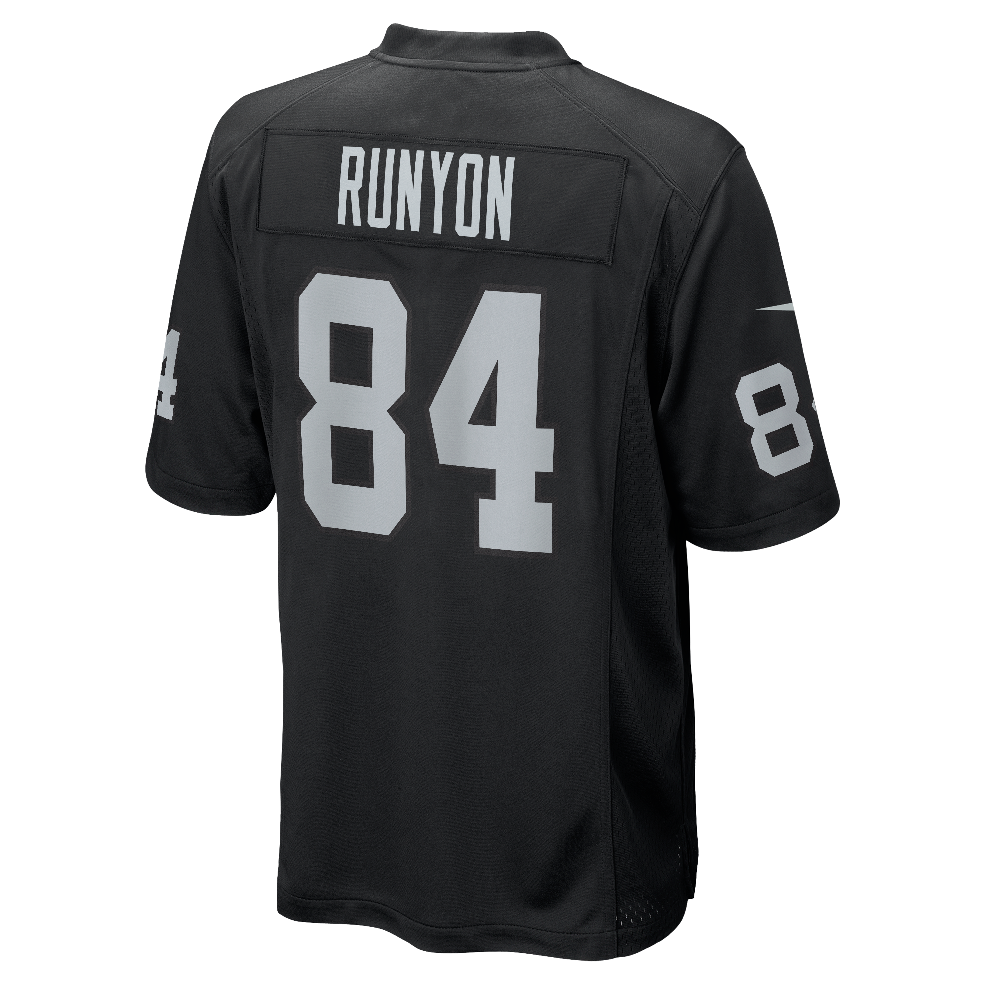 Maillot de match Nike Carter Runyon noir pour homme, équipe des Raiders Las Vegas