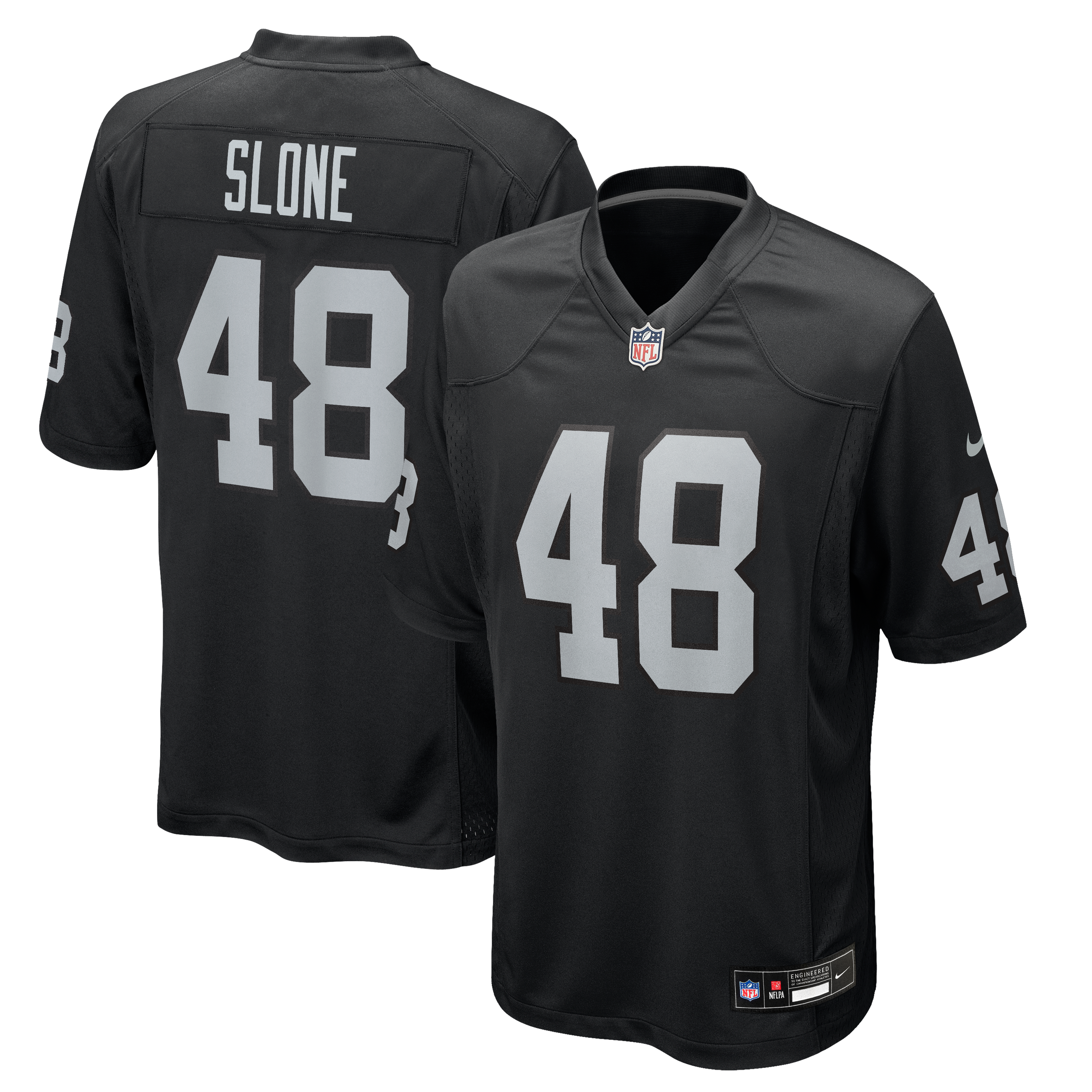 Maillot de match Nike Cian Slone noir pour homme, équipe des Raiders Las Vegas