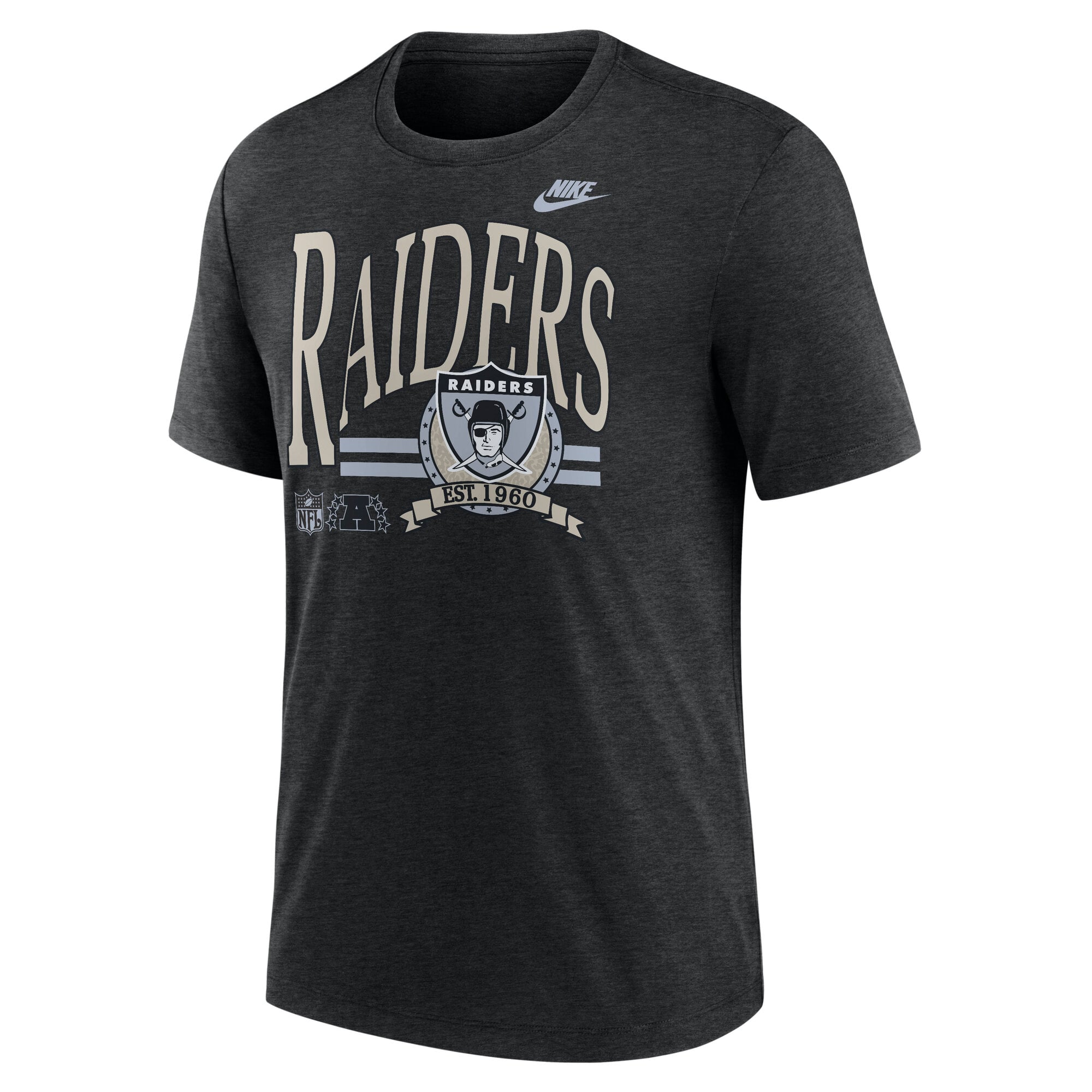 Men's Nike Heather Black Las Vegas Raiders Rewind Tri-Blend T-Shirt