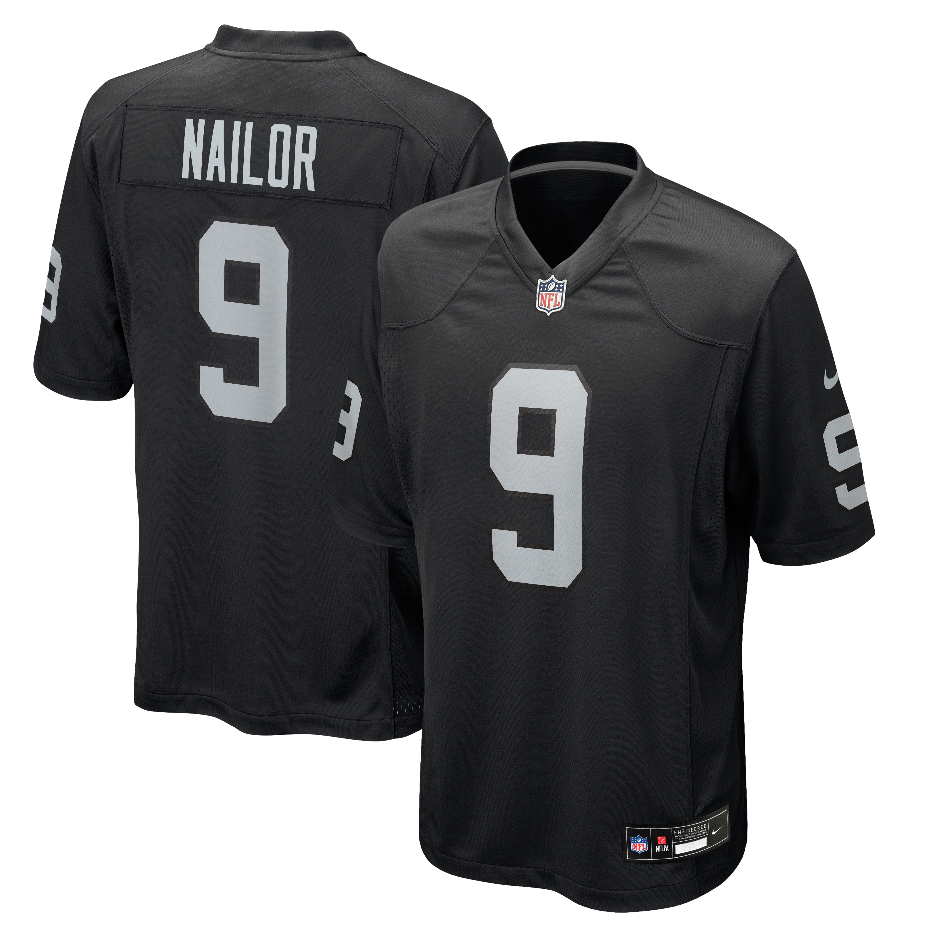 Maillot de match Nike Jalen Nailor noir pour homme, Las Vegas Raiders