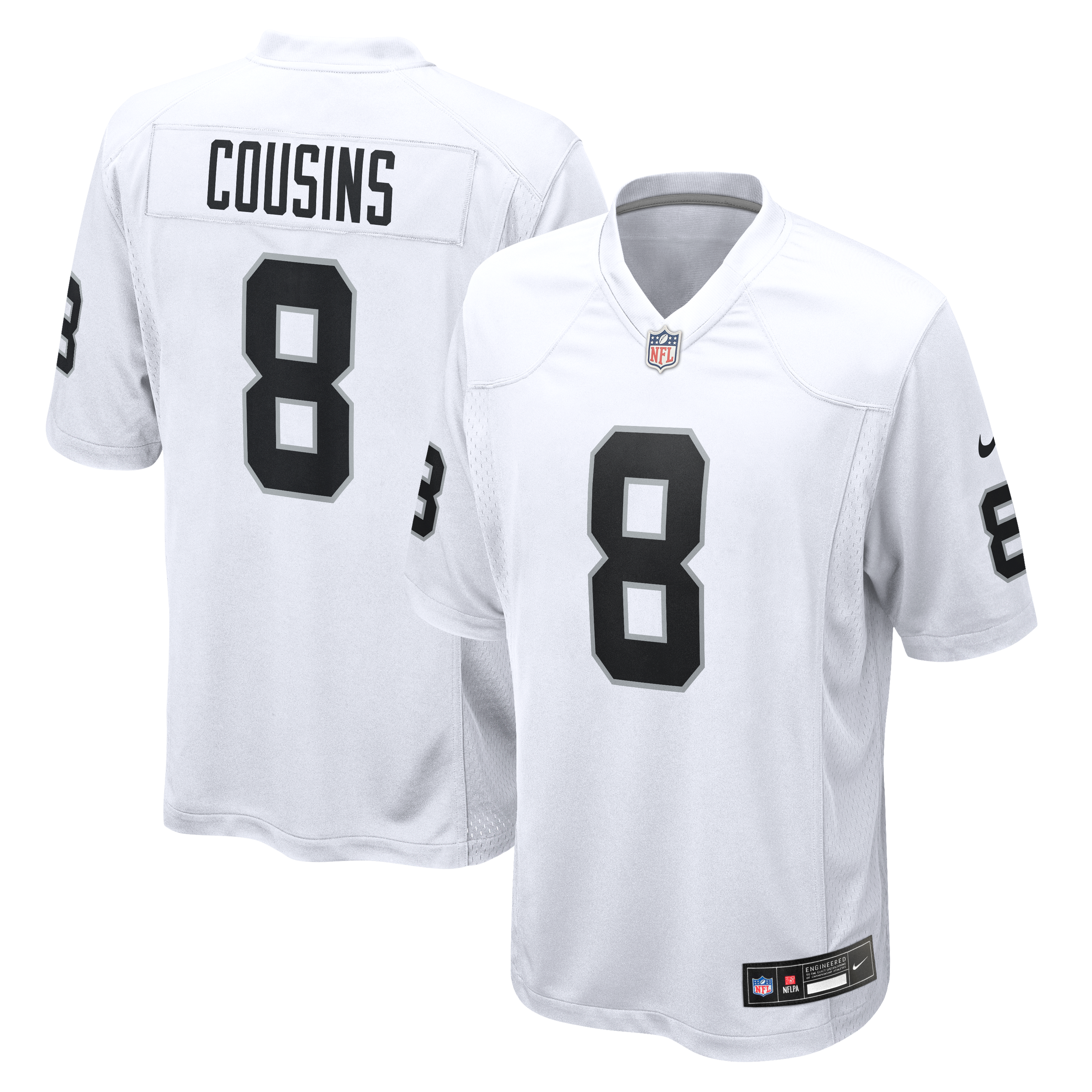Maillot de joueur Nike Kirk Cousins ​​blanc des Raiders Las Vegas pour homme