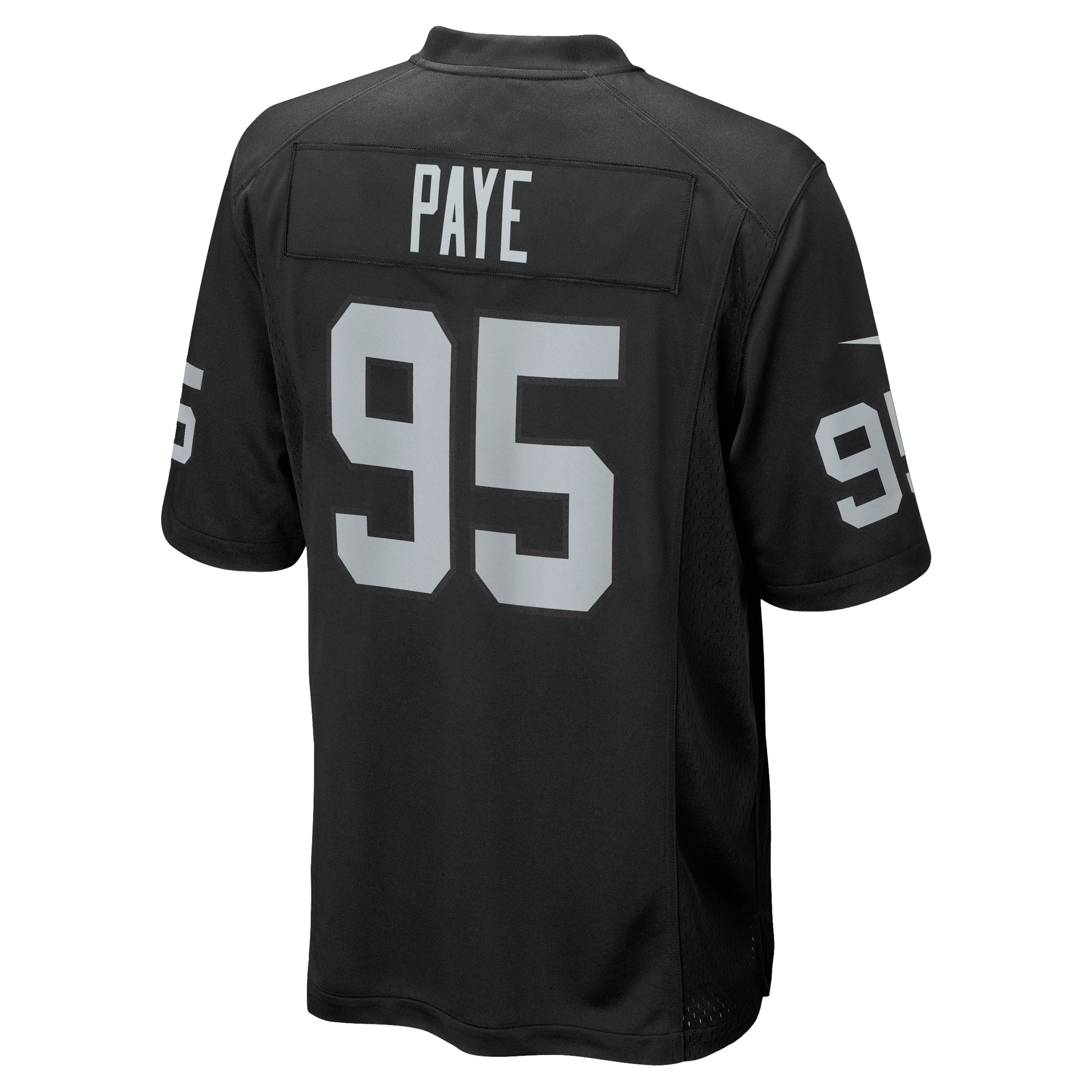 Maillot de match Nike Kwity Paye noir pour homme, équipe des Raiders Las Vegas