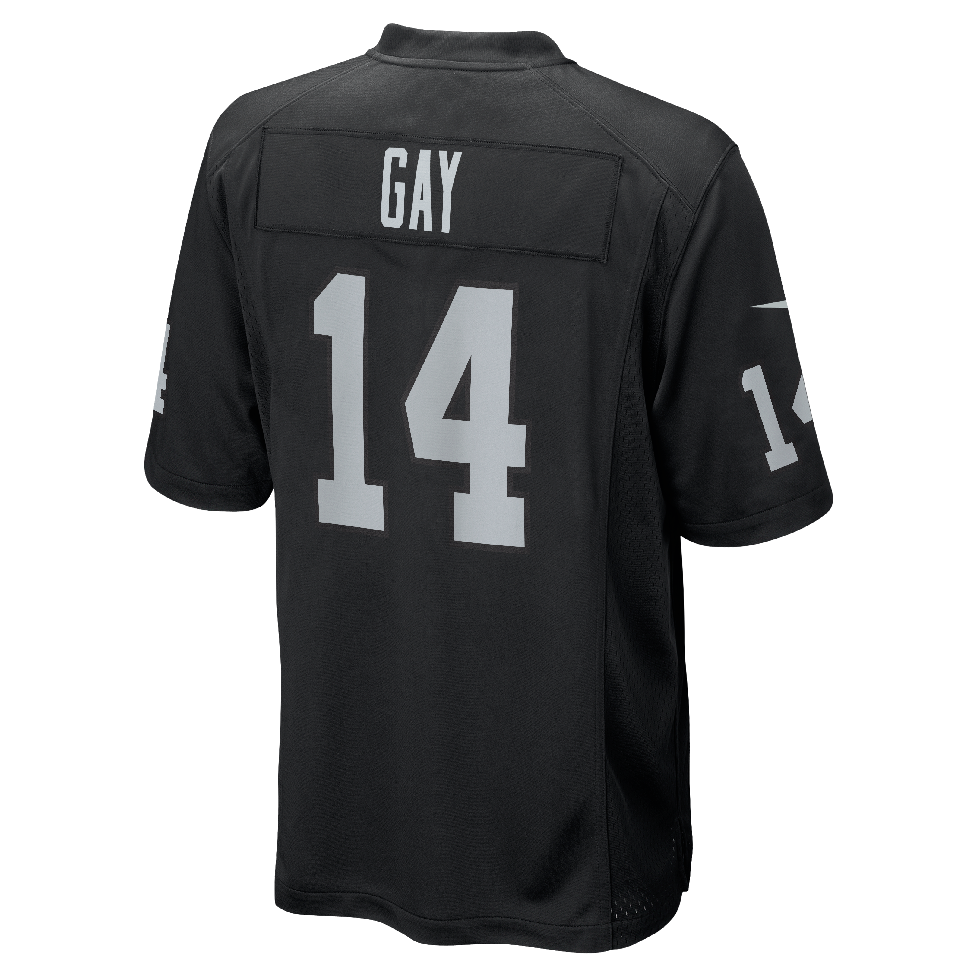 Maillot de match Nike Matt Gay noir pour homme, équipe des Raiders Las Vegas