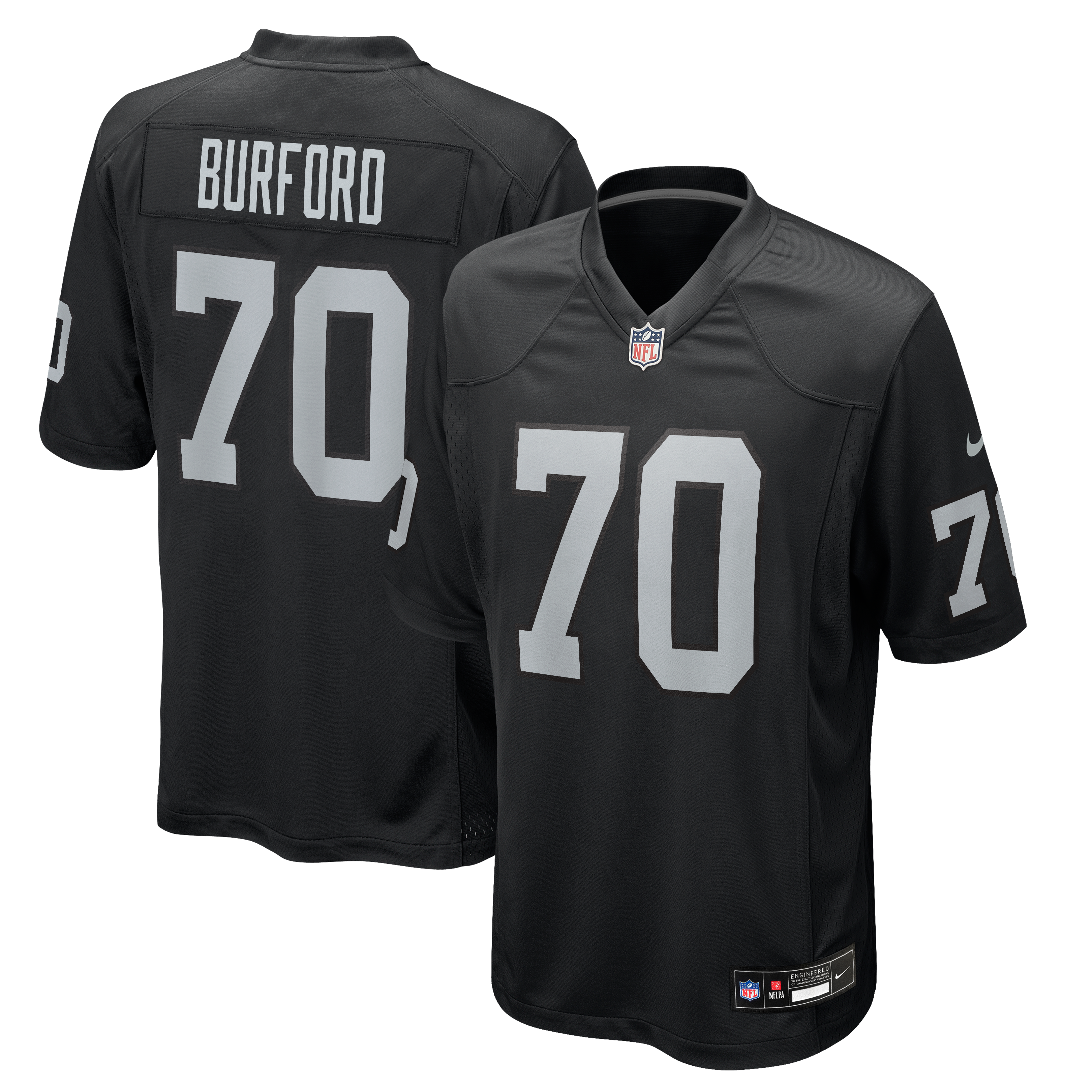 Maillot de match Nike Spencer Burford noir pour homme, Las Vegas Raiders