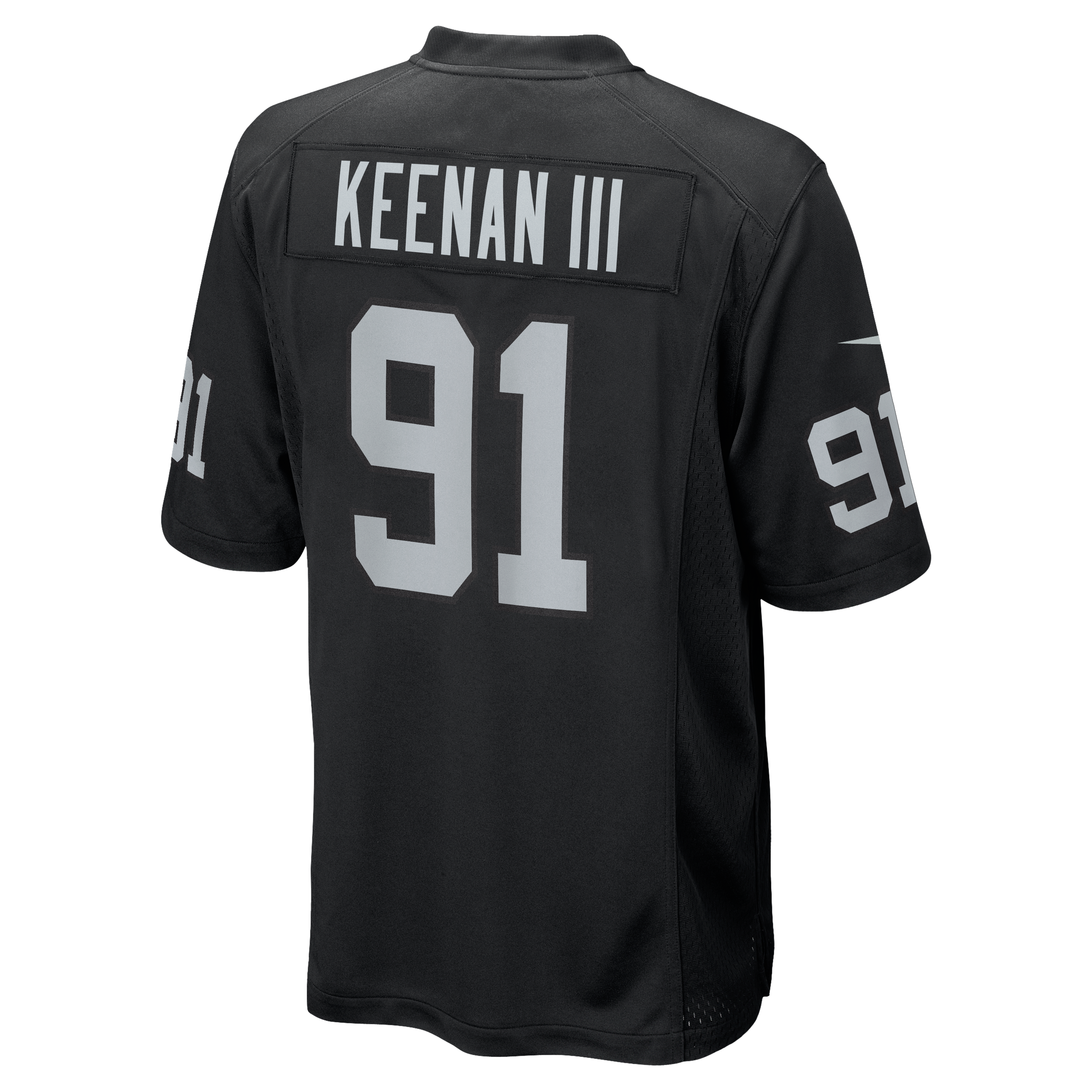 Maillot de joueur Nike Tim Keenan III noir des Las Vegas Raiders pour homme