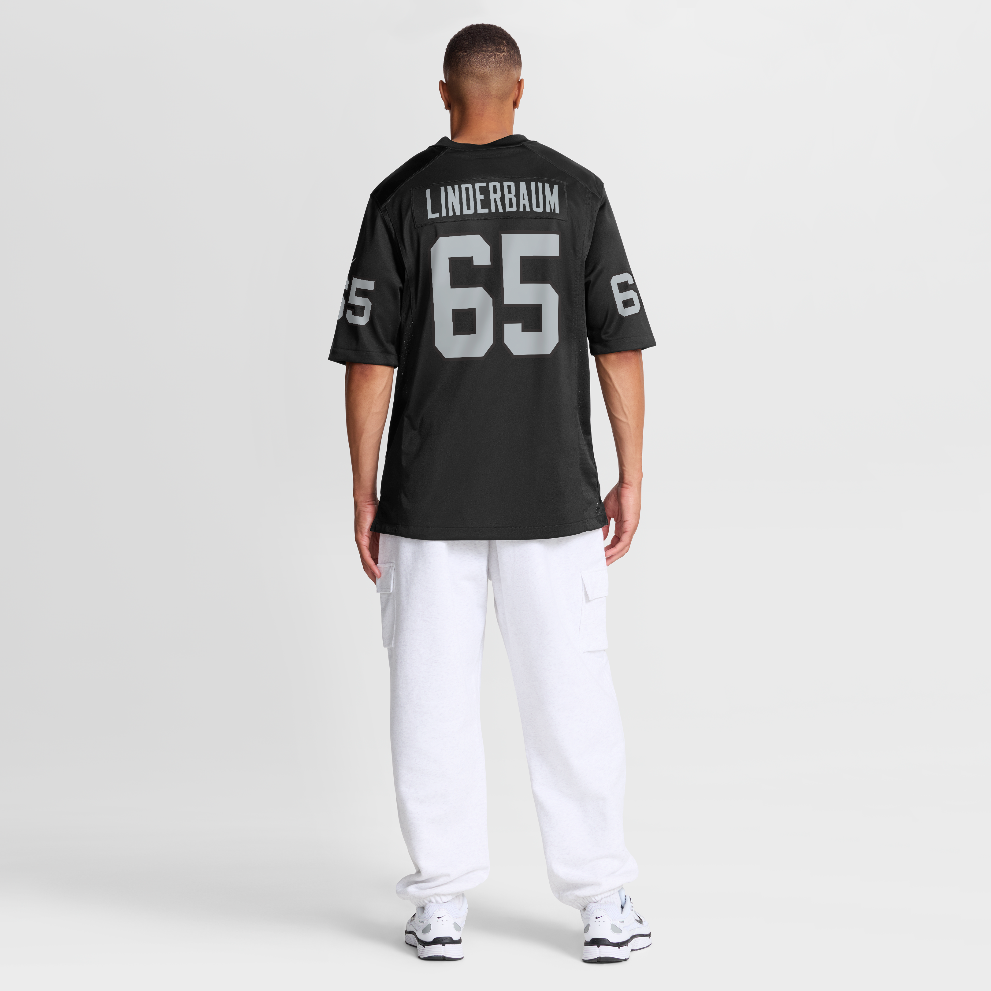 Maillot de match Nike Tyler Linderbaum noir pour homme, Las Vegas Raiders