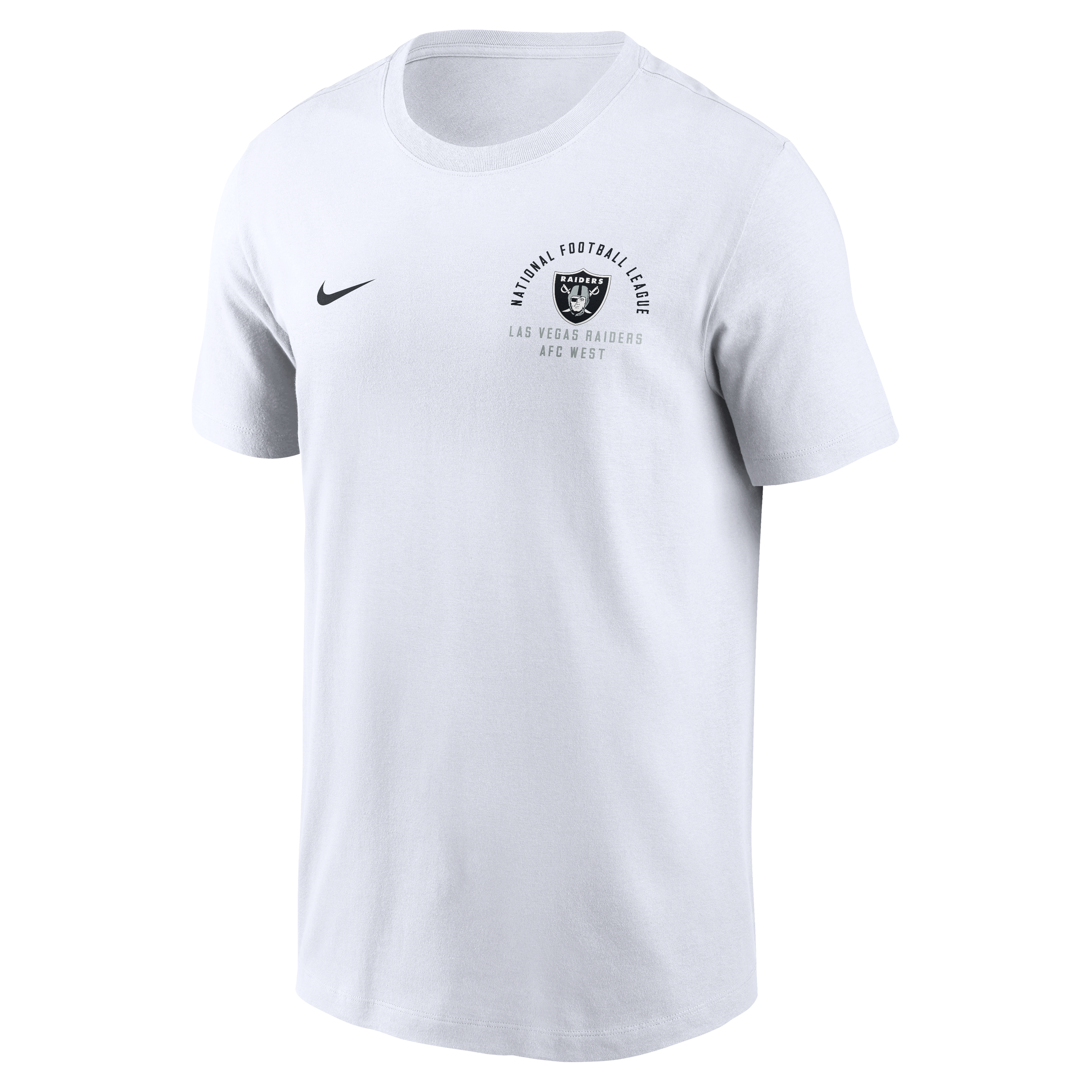 T-shirt Nike blanc pour homme avec logo divisé des Raiders de Las Vegas