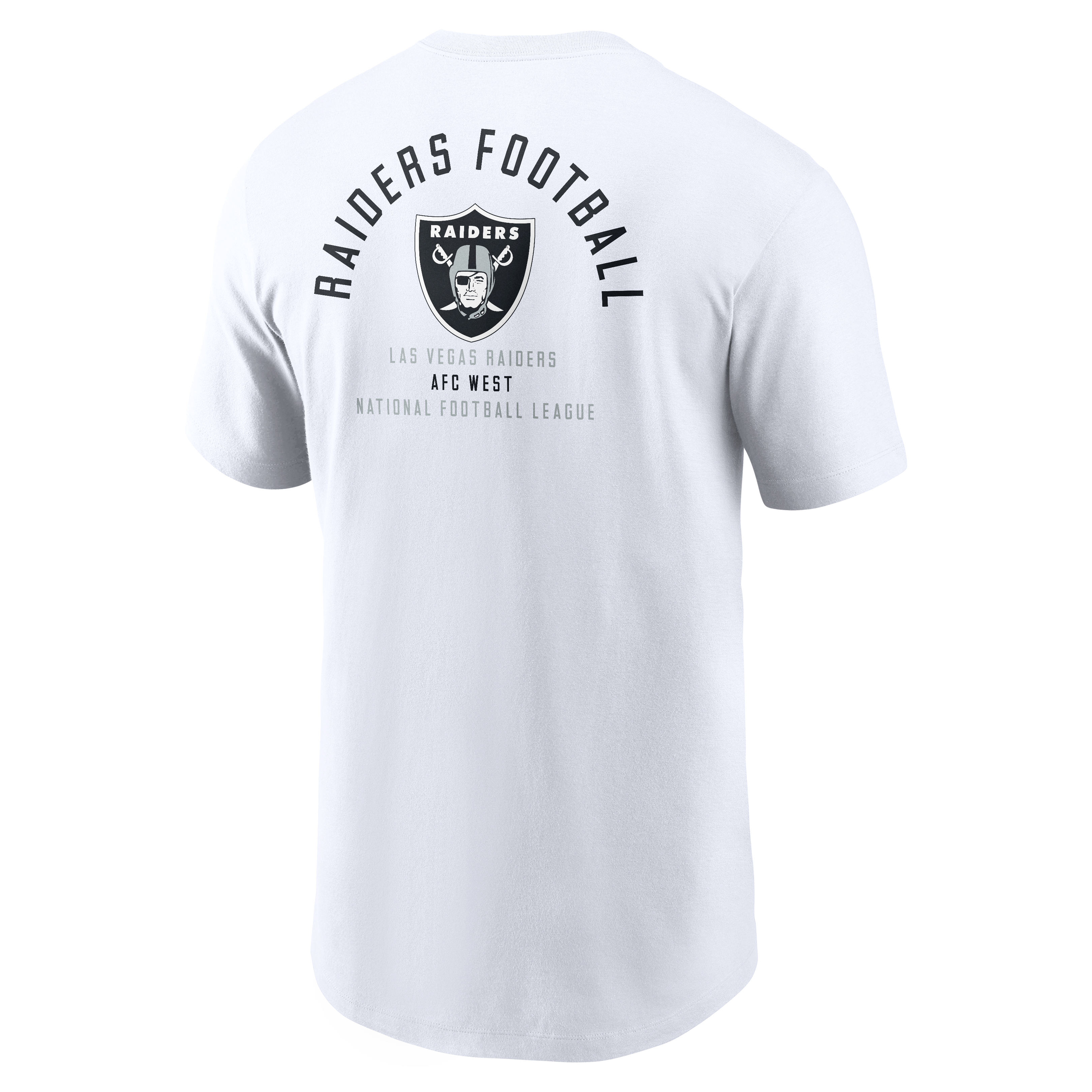 T-shirt Nike blanc pour homme avec logo divisé des Raiders de Las Vegas