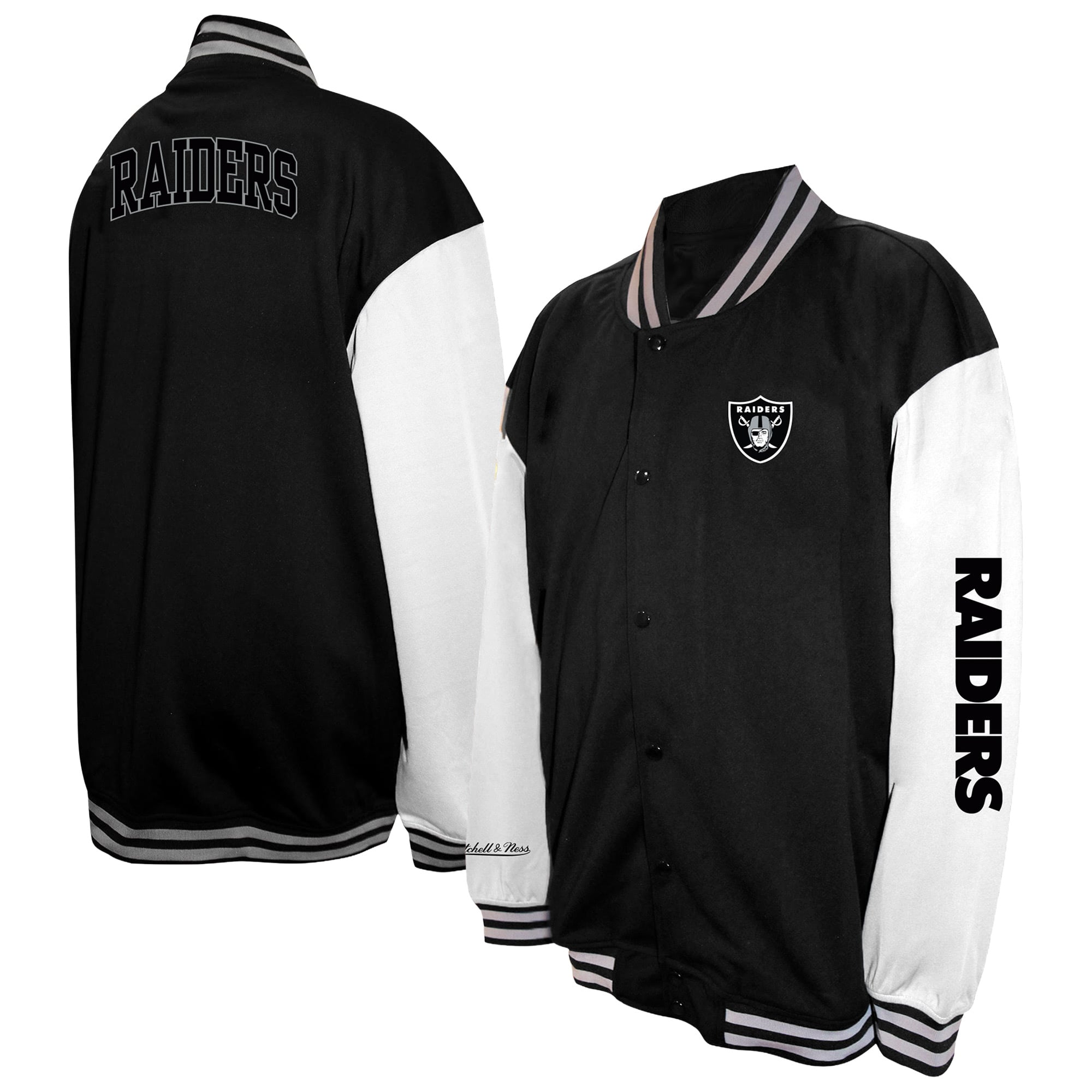 Men's Profile Black Las Vegas Raiders Big & Tall Full-Snap Varsity Jacket