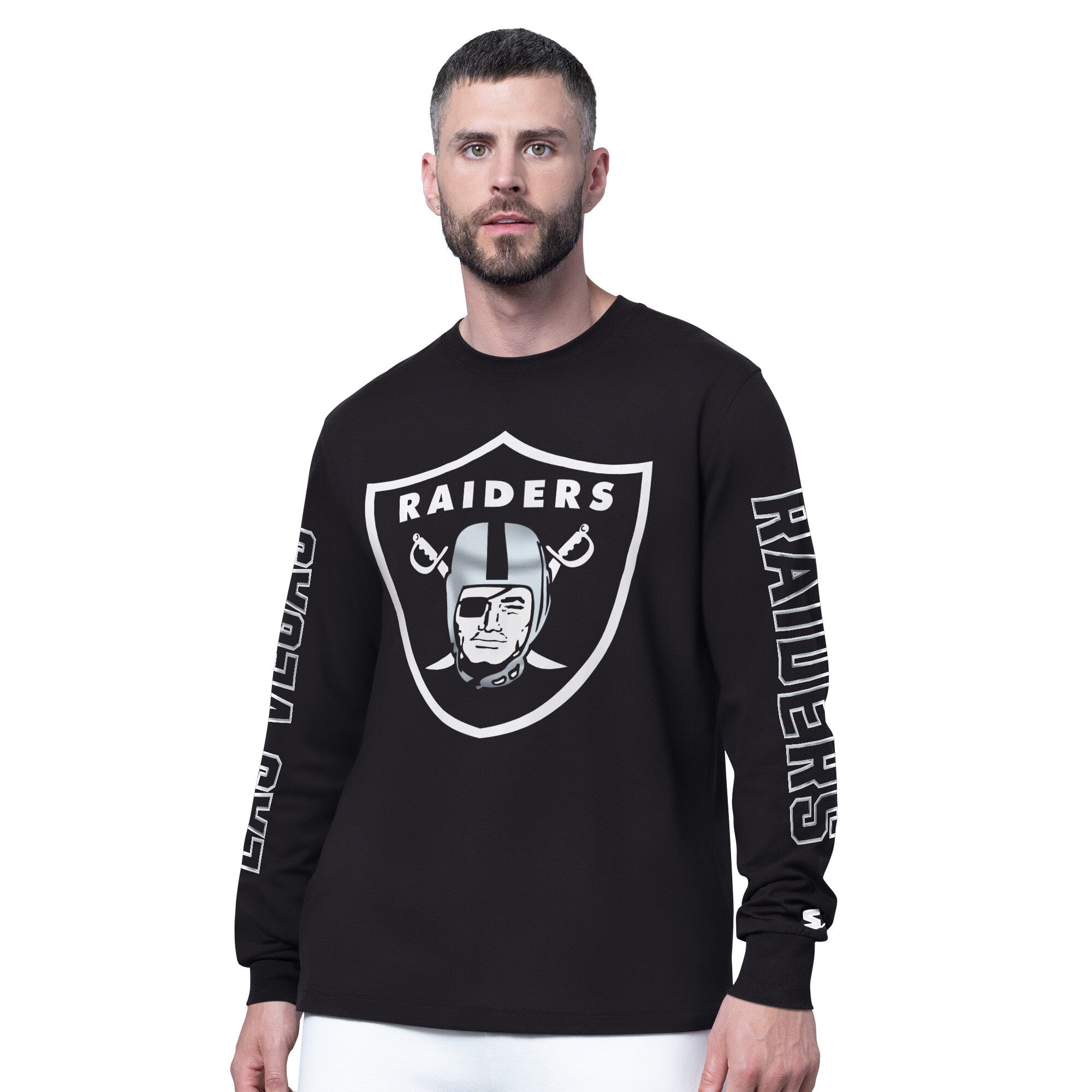 T-shirt à manches longues Starter Black Las Vegas Raiders Clutch Hit II pour homme
