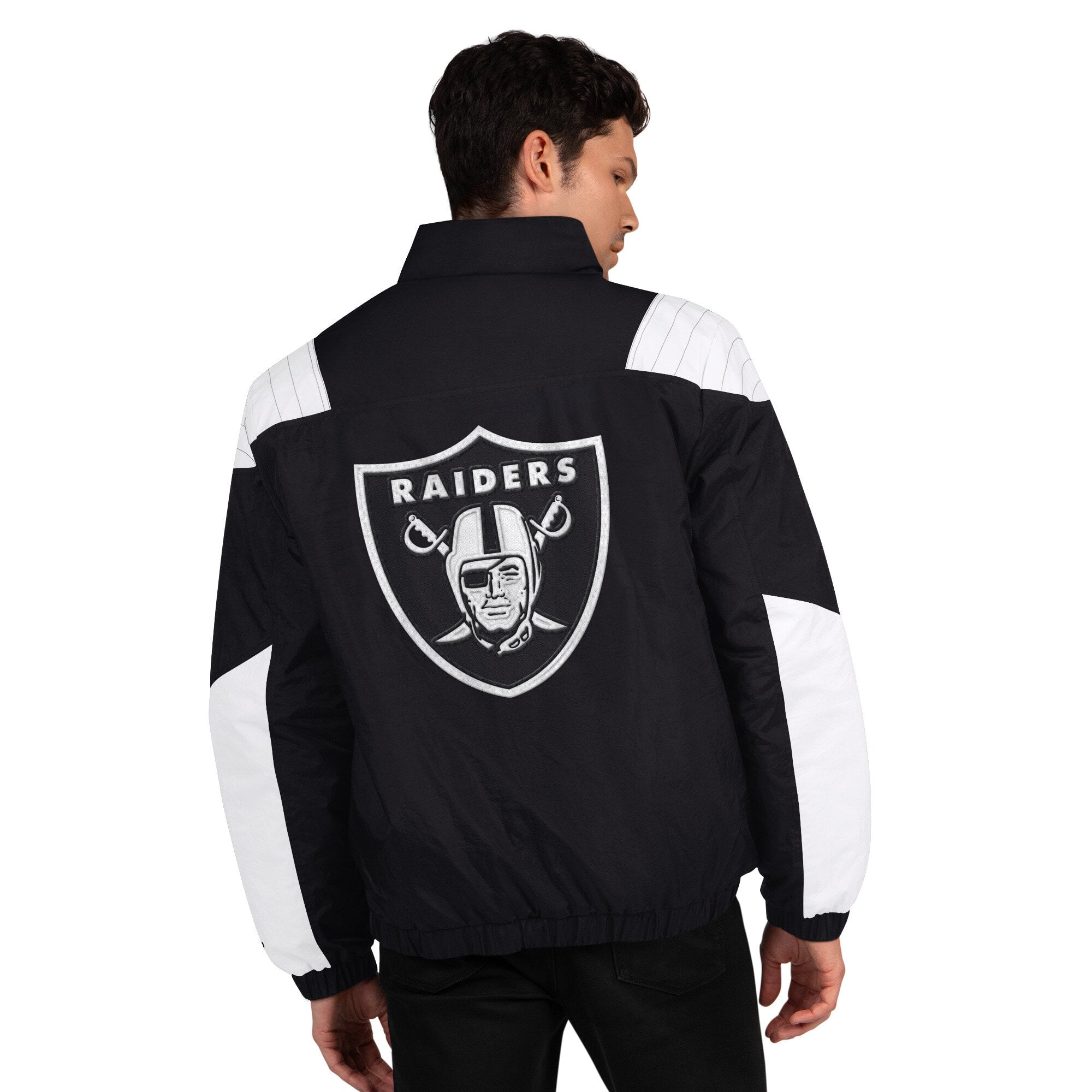 Veste Starter noire pour homme, modèle Las Vegas Raiders, demi-zip