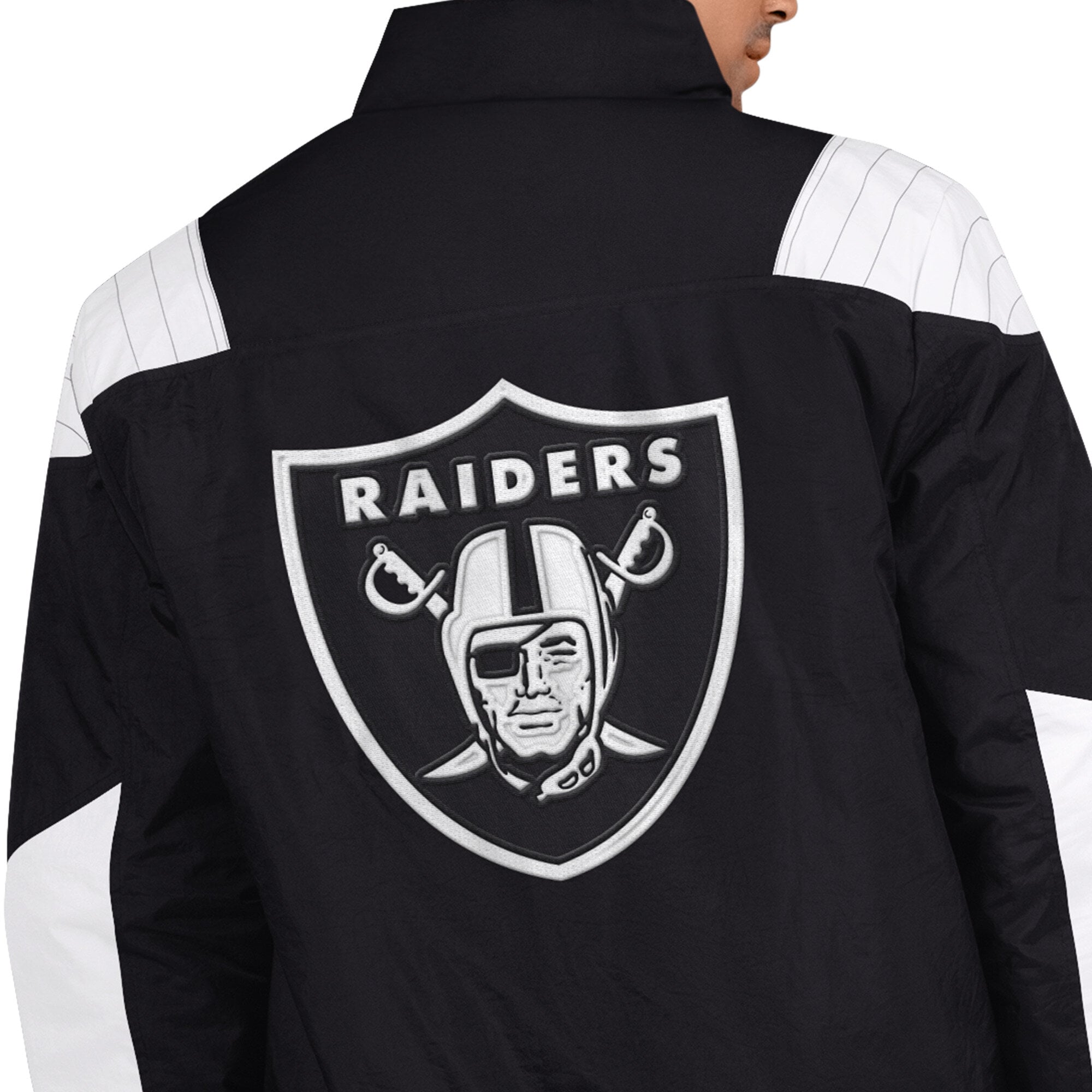 Veste Starter noire pour homme, modèle Las Vegas Raiders, demi-zip