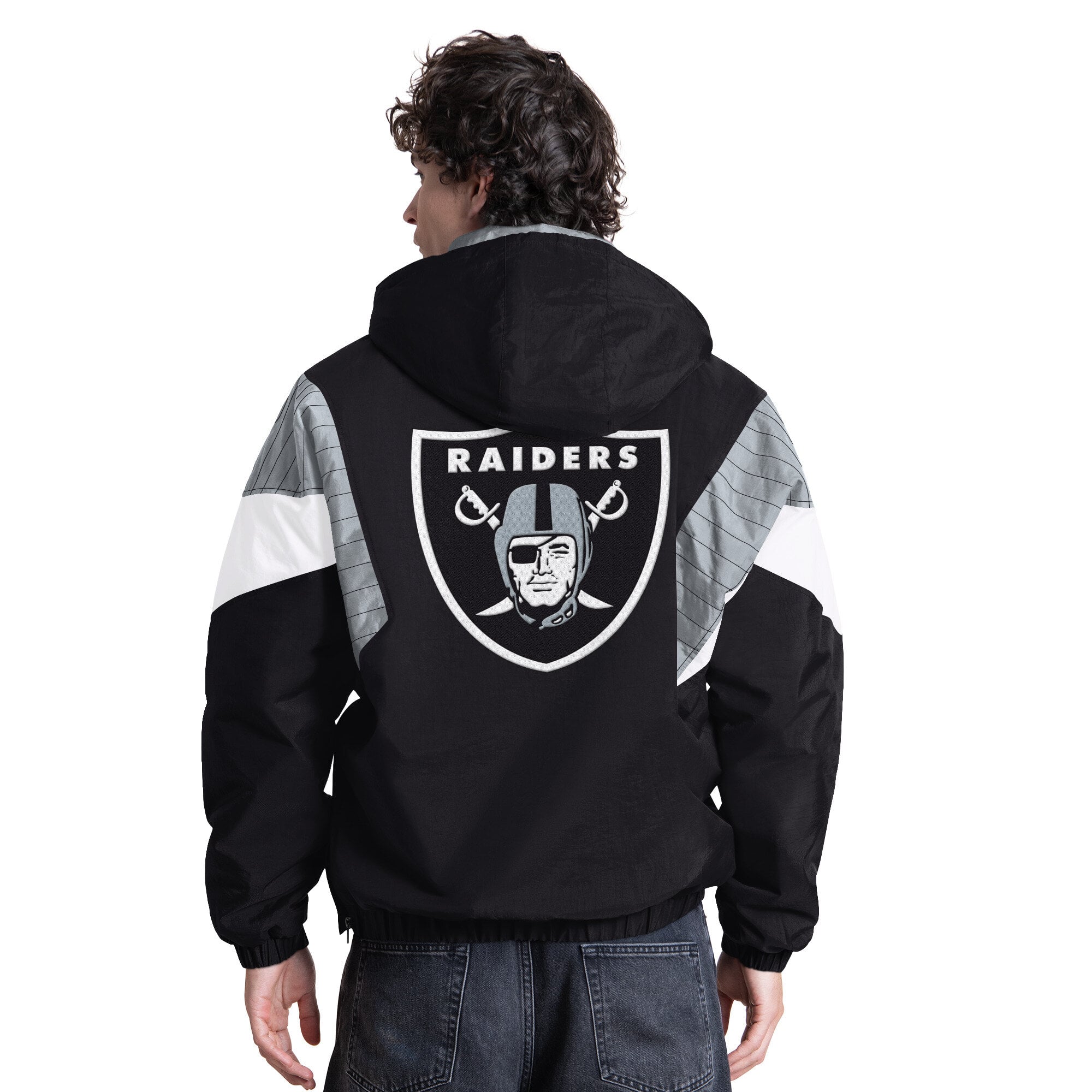 Veste à capuche demi-zip Starter noire pour homme, Las Vegas Raiders
