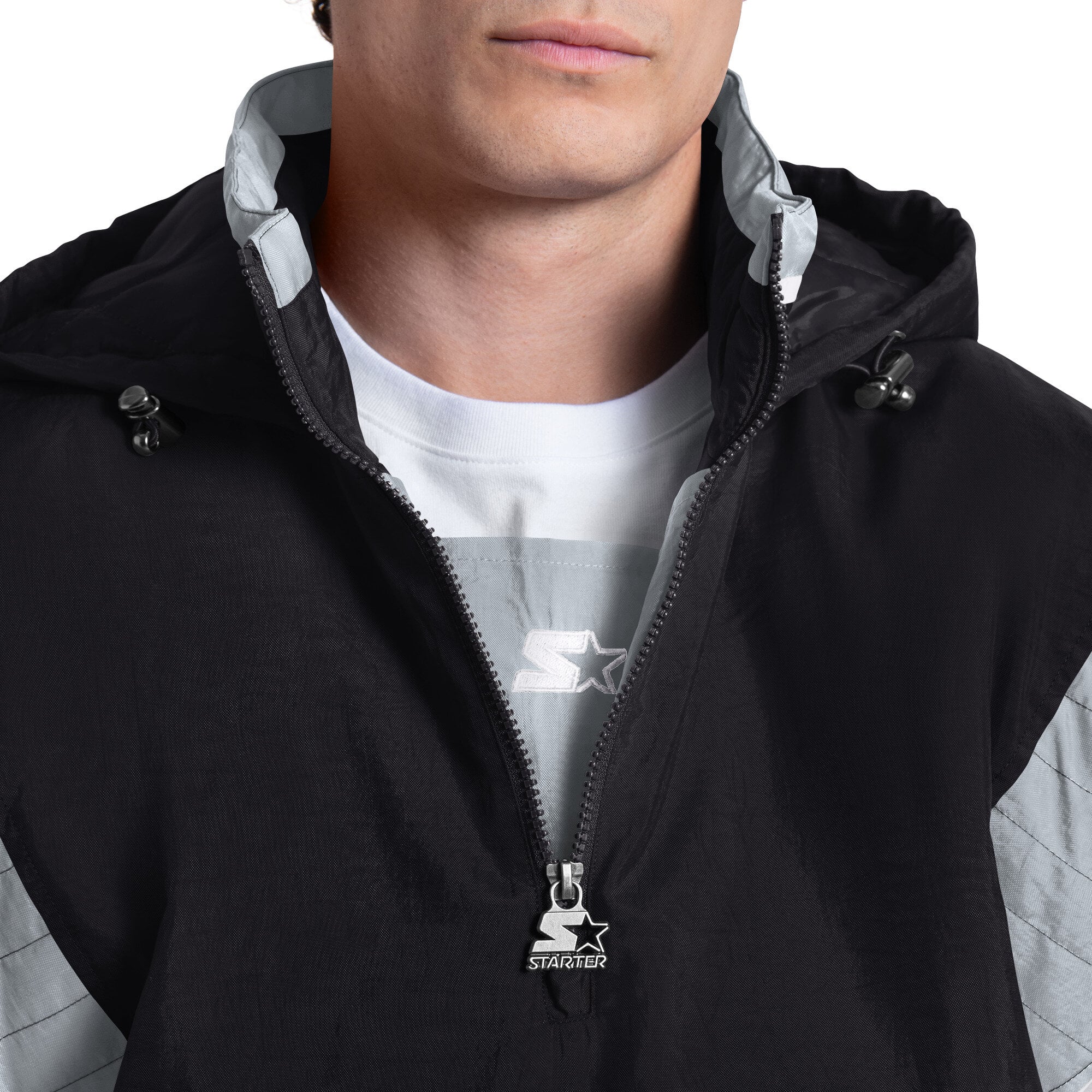Veste à capuche demi-zip Starter noire pour homme, Las Vegas Raiders