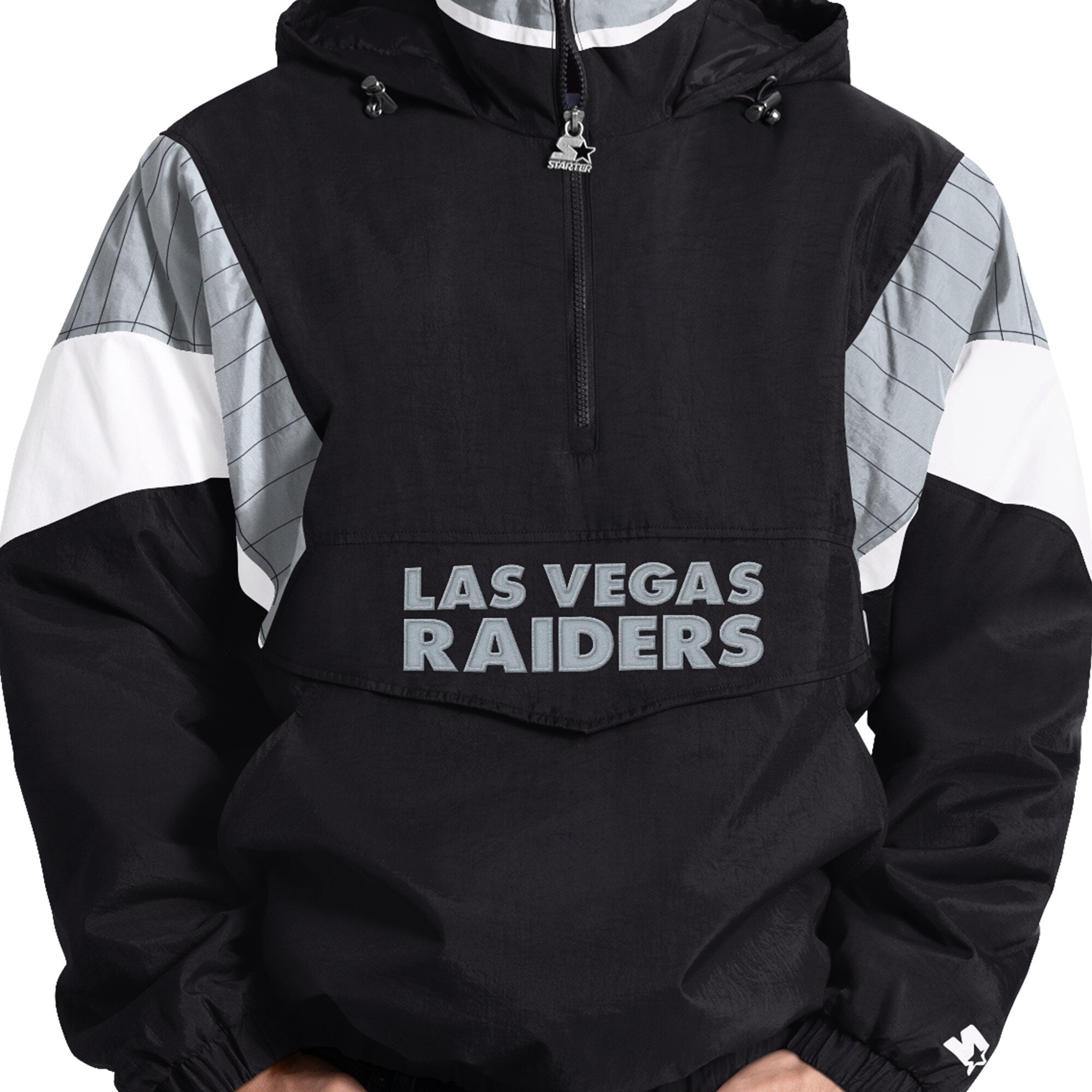 Veste à capuche demi-zip Starter noire pour homme, Las Vegas Raiders