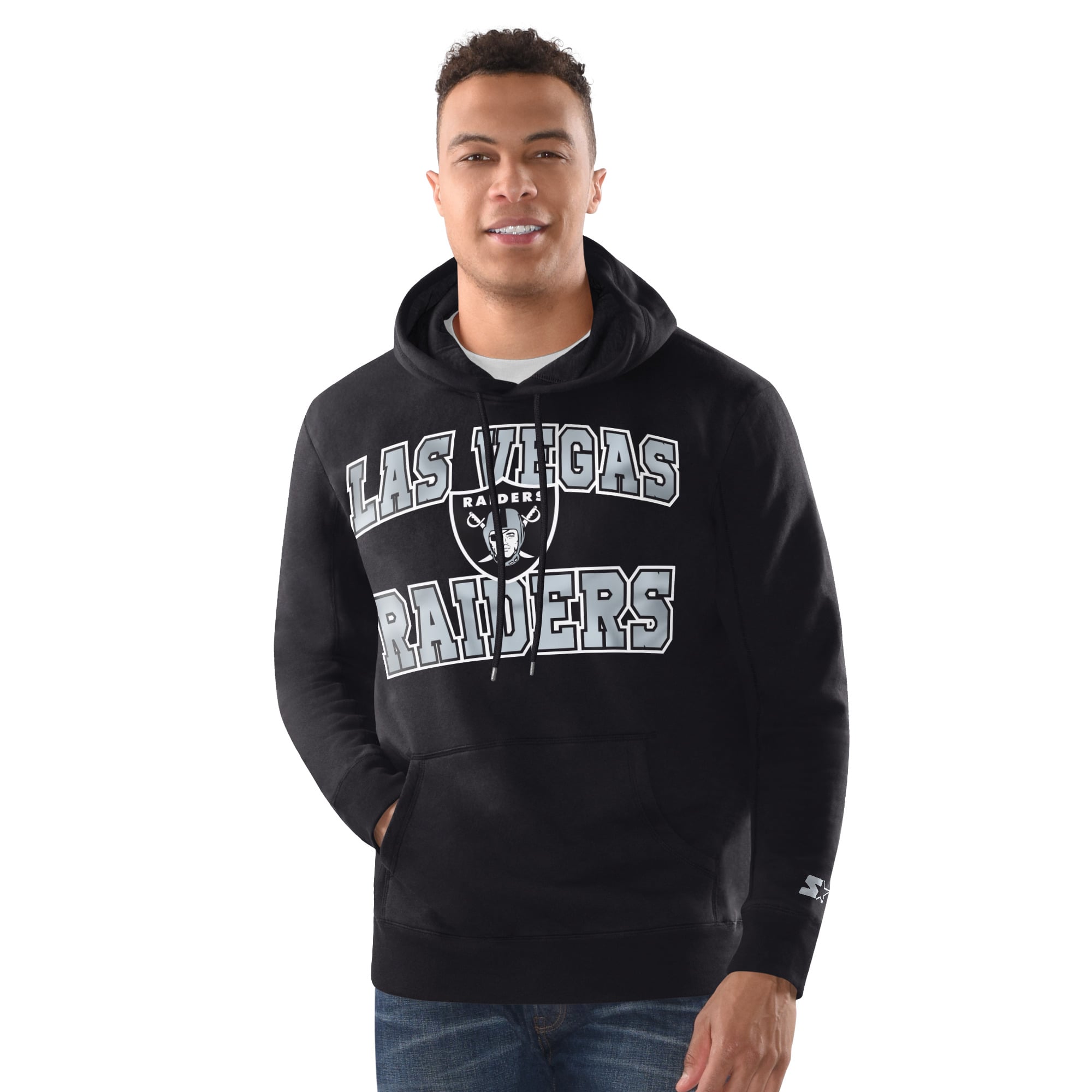 Men's Starter  Black Las Vegas Raiders Hoodie and Cuffed Knit Hat Combo Pack