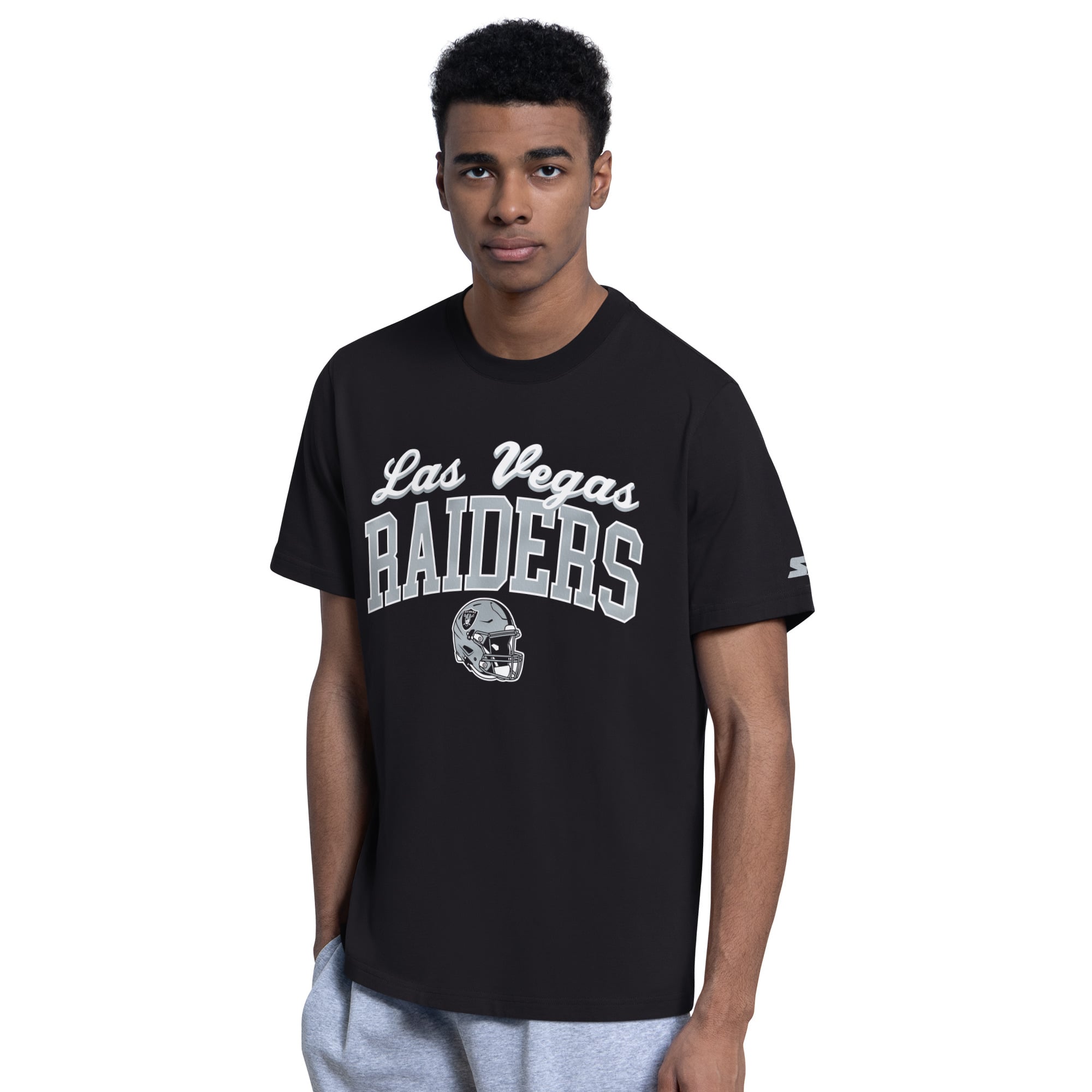 Ensemble t-shirt et sweat à capuche Starter noir pour homme avec logo des Raiders de Las Vegas