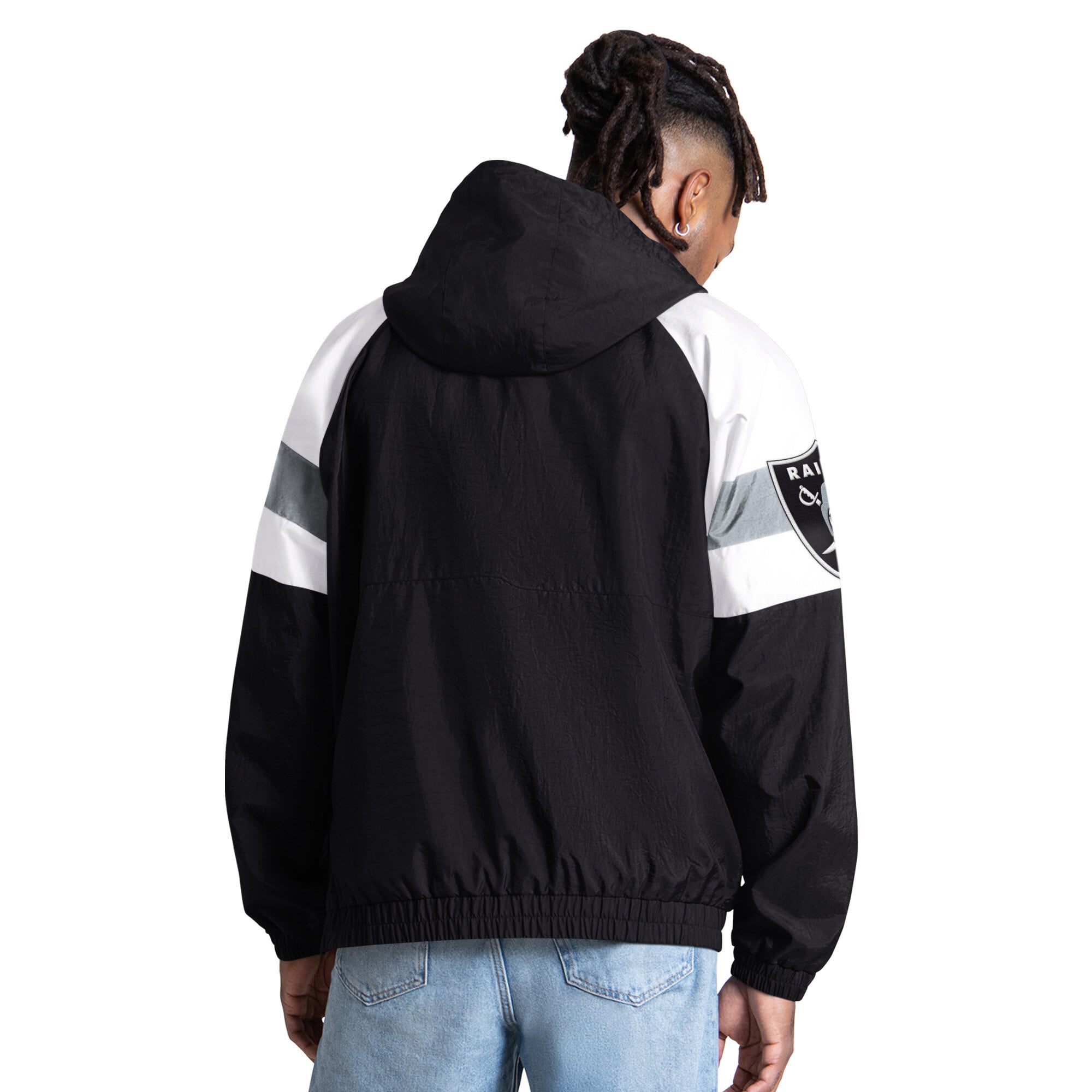 Veste Starter noire pour homme, modèle Street Cut des Raiders de Las Vegas, demi-zip