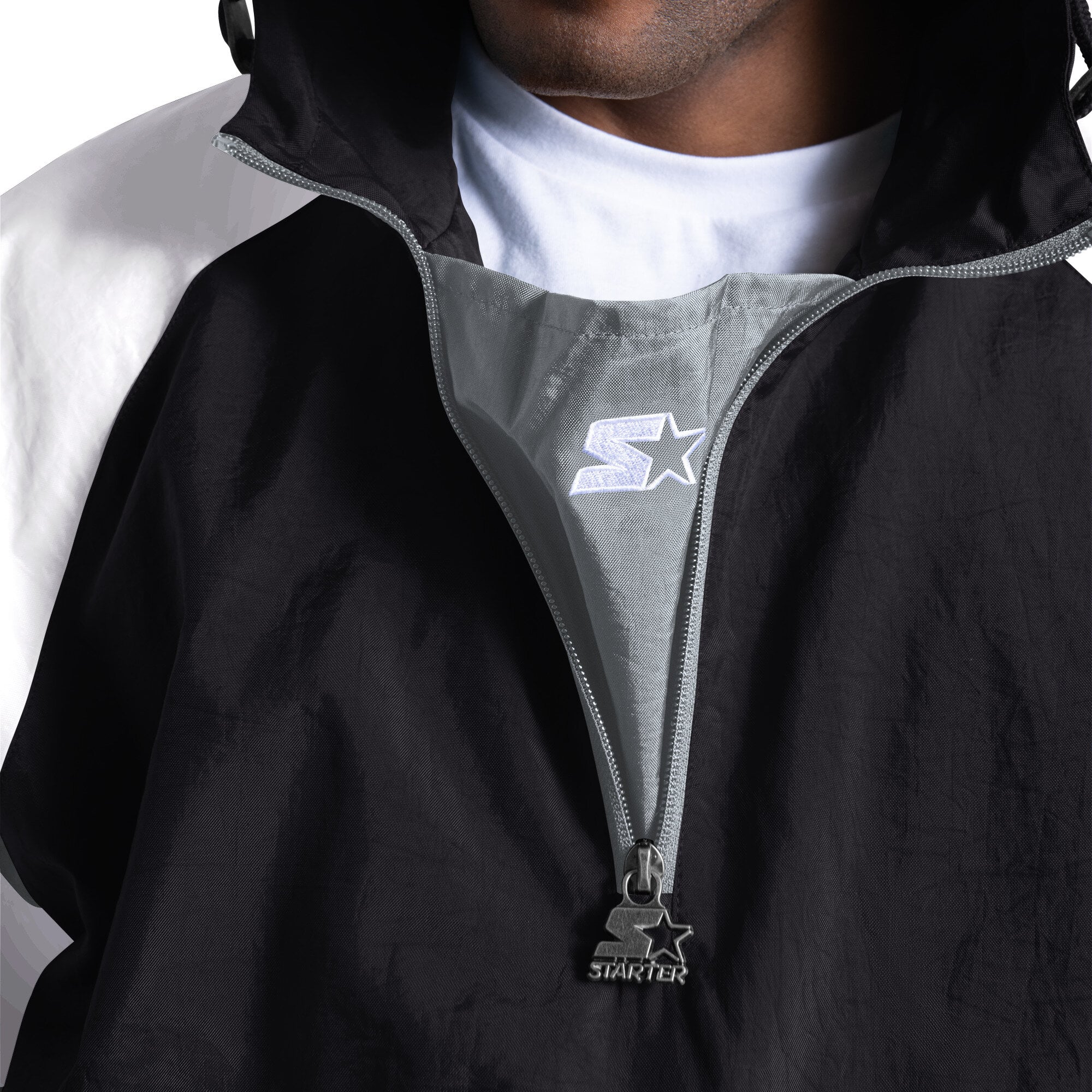 Veste Starter noire pour homme, modèle Street Cut des Raiders de Las Vegas, demi-zip