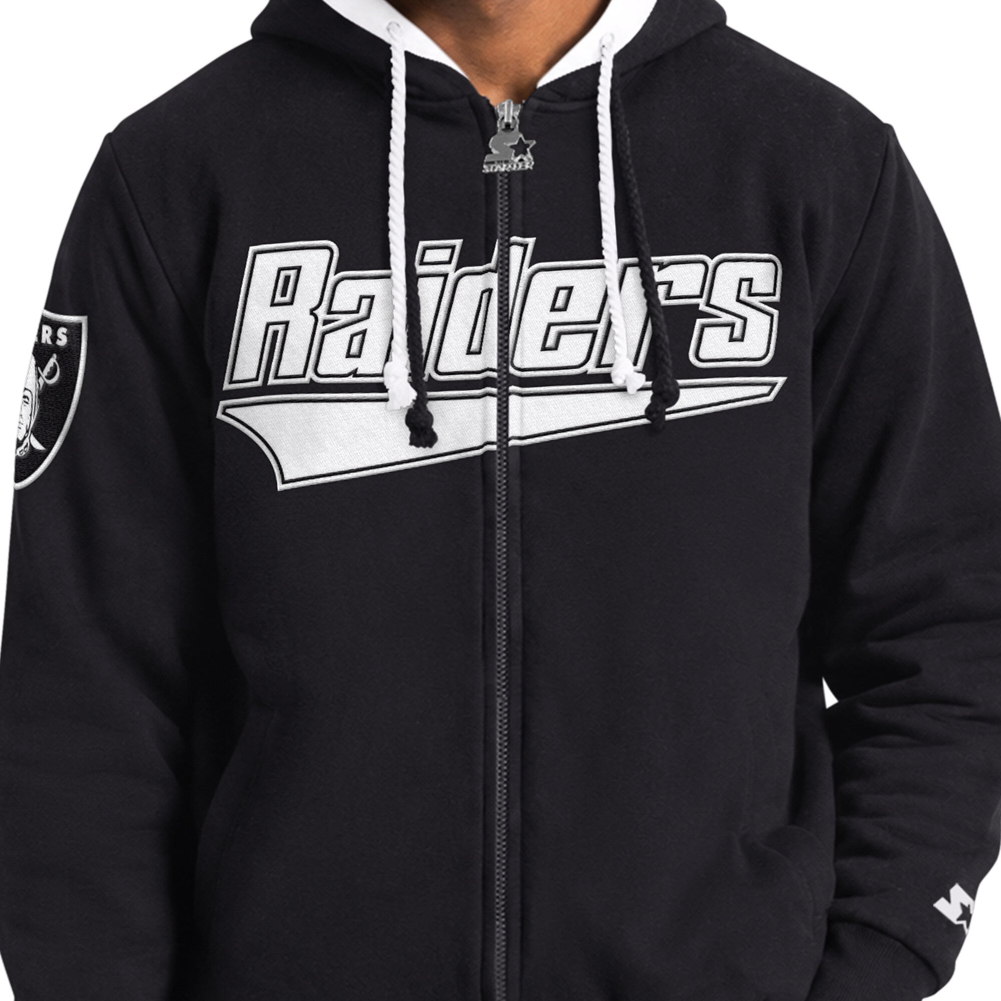 Veste à capuche zippée Starter noire pour homme, modèle The Rival des Las Vegas Raiders