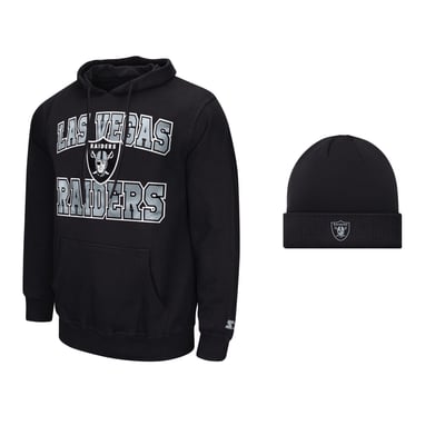  Las Vegas Raiders Starter Two-Piece Hoodie and Beanie Set - Black