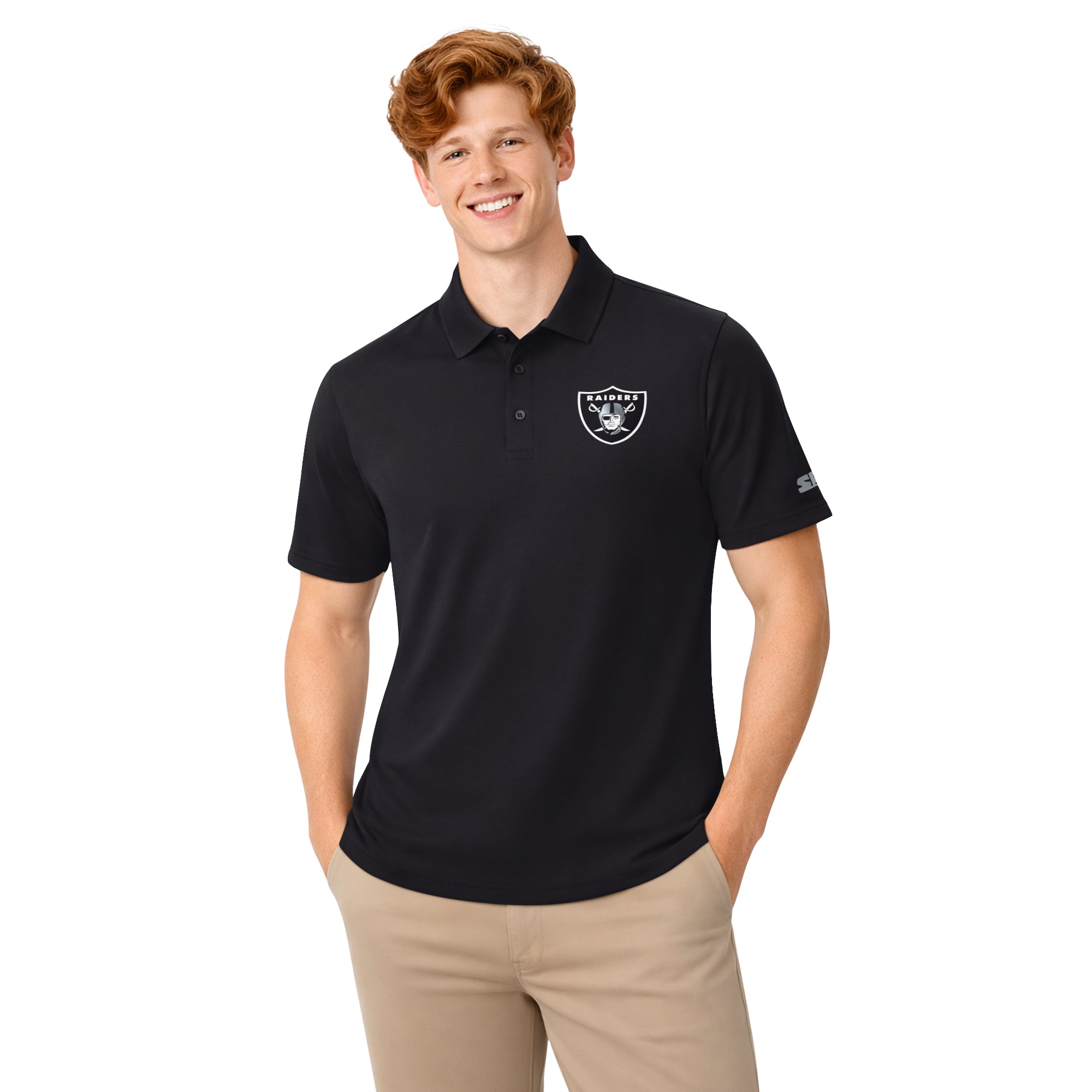 Ensemble de deux polos Starter noirs et argentés avec logo des Raiders Las Vegas pour homme